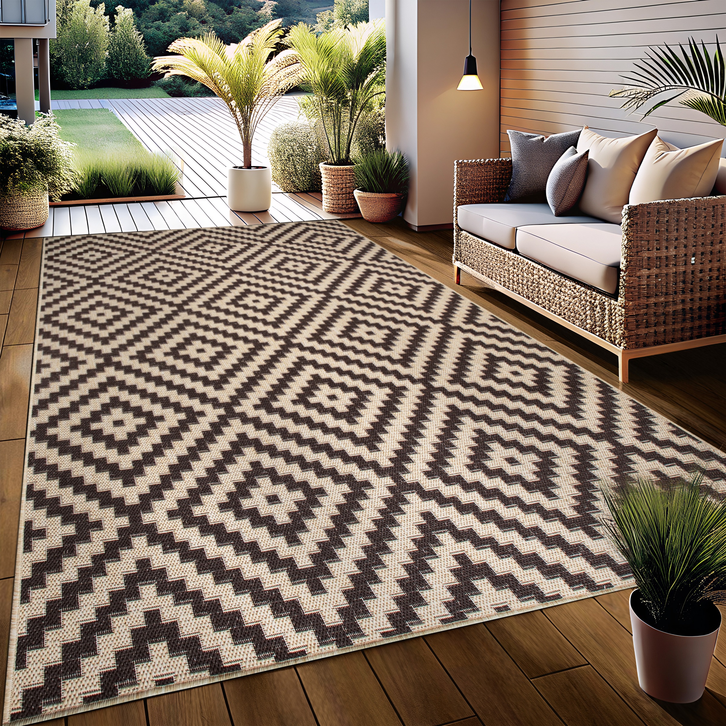 my home Teppich »Cordoba auch als Läufer erhältlich«, rechteckig, 3 mm Höhe, In- und Outdoor geeignet, Sisal-Optik, Wetterfest & UV-beständig, Boho