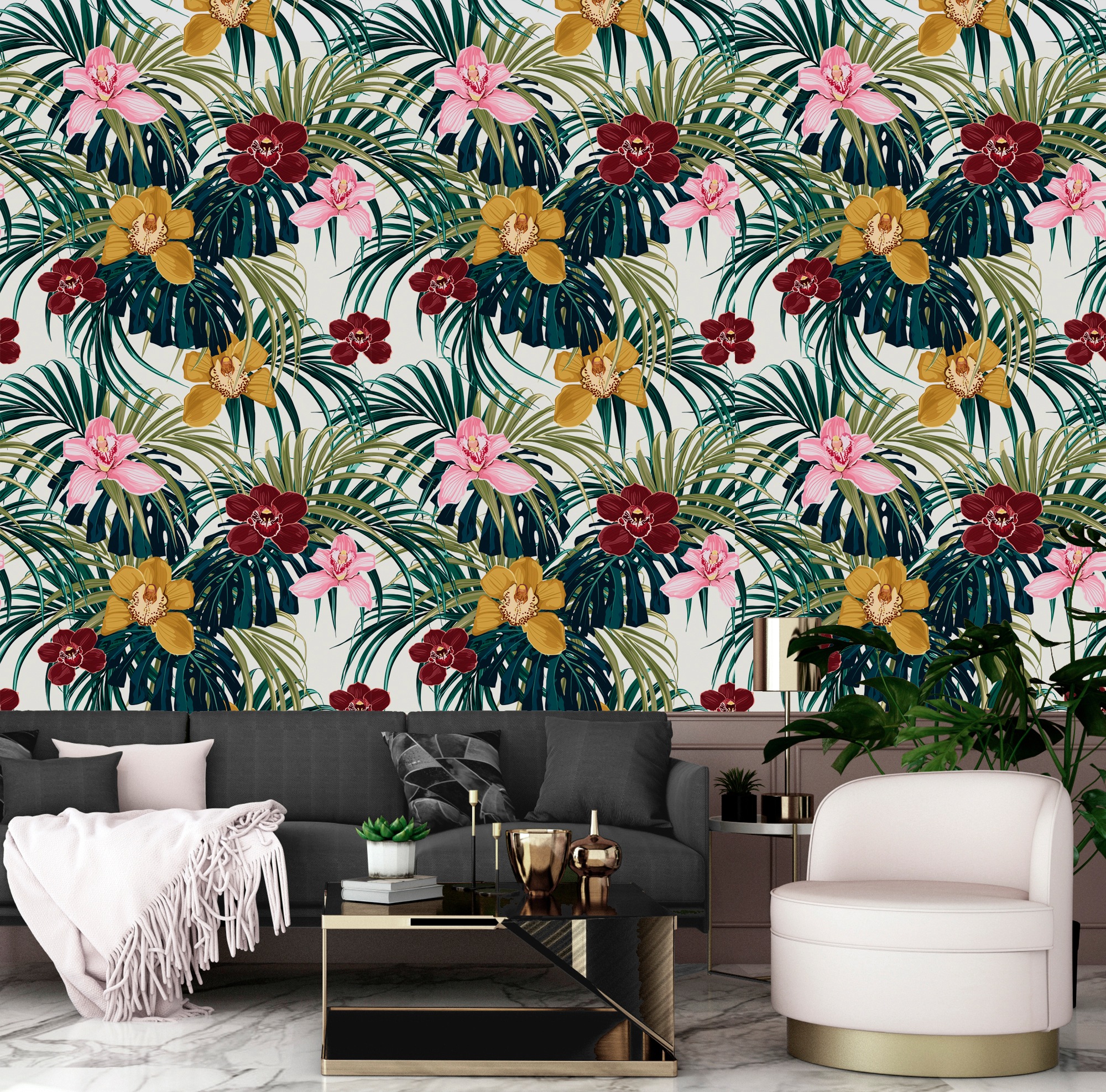 queence Vinyltapete »Alisha« Motiv   bedruckt   botanisch   floral   gemust günstig online kaufen