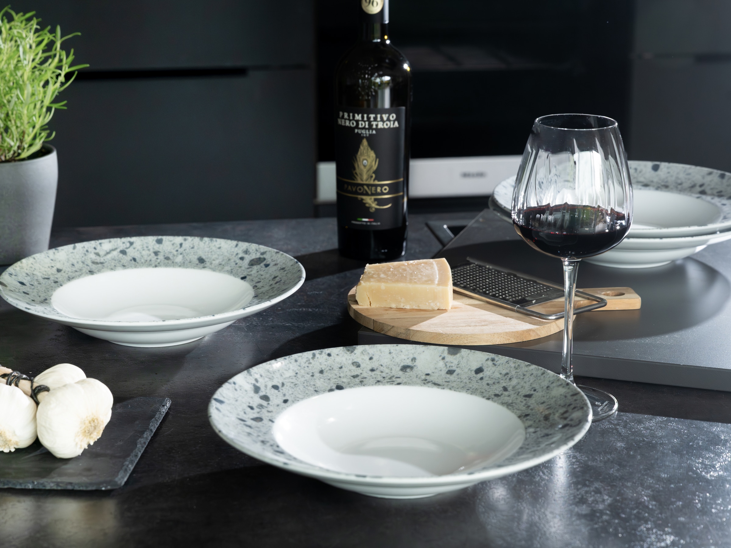 CreaTable Pastateller »Stone Collection Florenz, Teller Set, 4-tlg.« Italienische Eleganz, Vielseitig einsetzbar