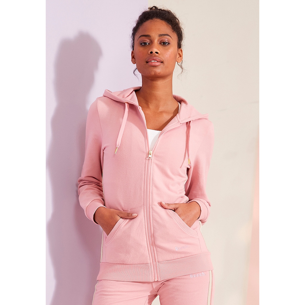 Bench. Loungewear Kapuzensweatjacke, mit Glitzer Streifen, Loungeanzug