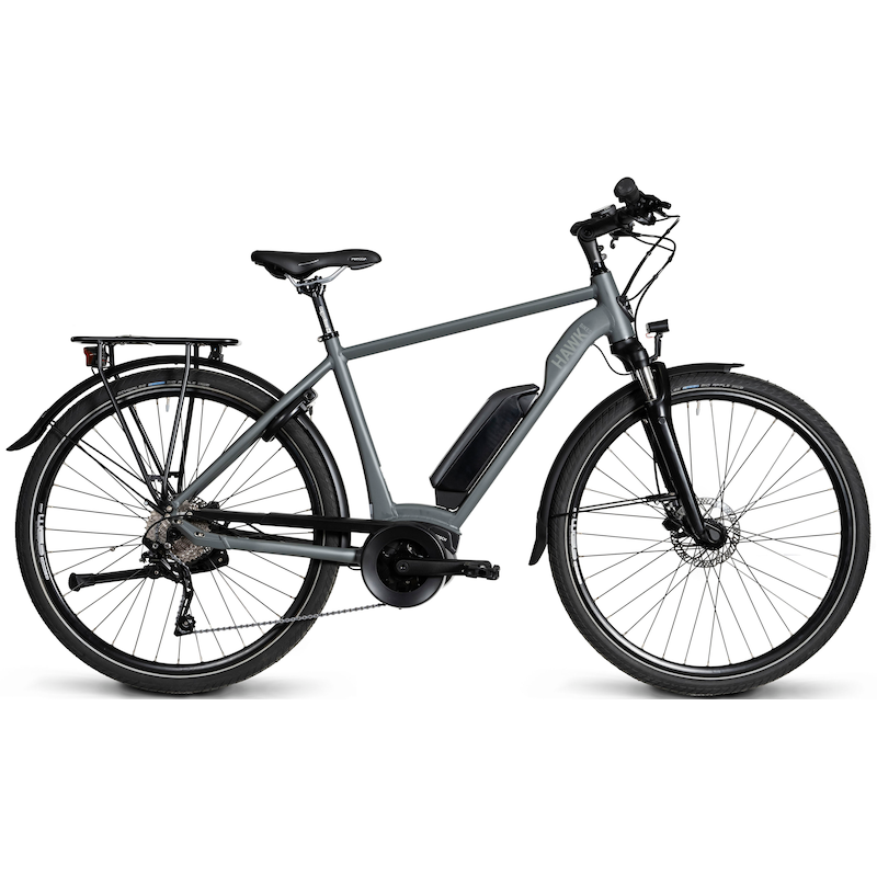 HAWK BIKES »E-Trekking 500 Gent« 10 Gang Shimano Deore Schaltwerk Kettenschaltung Mittelmotor 250 W Pedelec, Elektrofahrrad für Damen u. Herren...