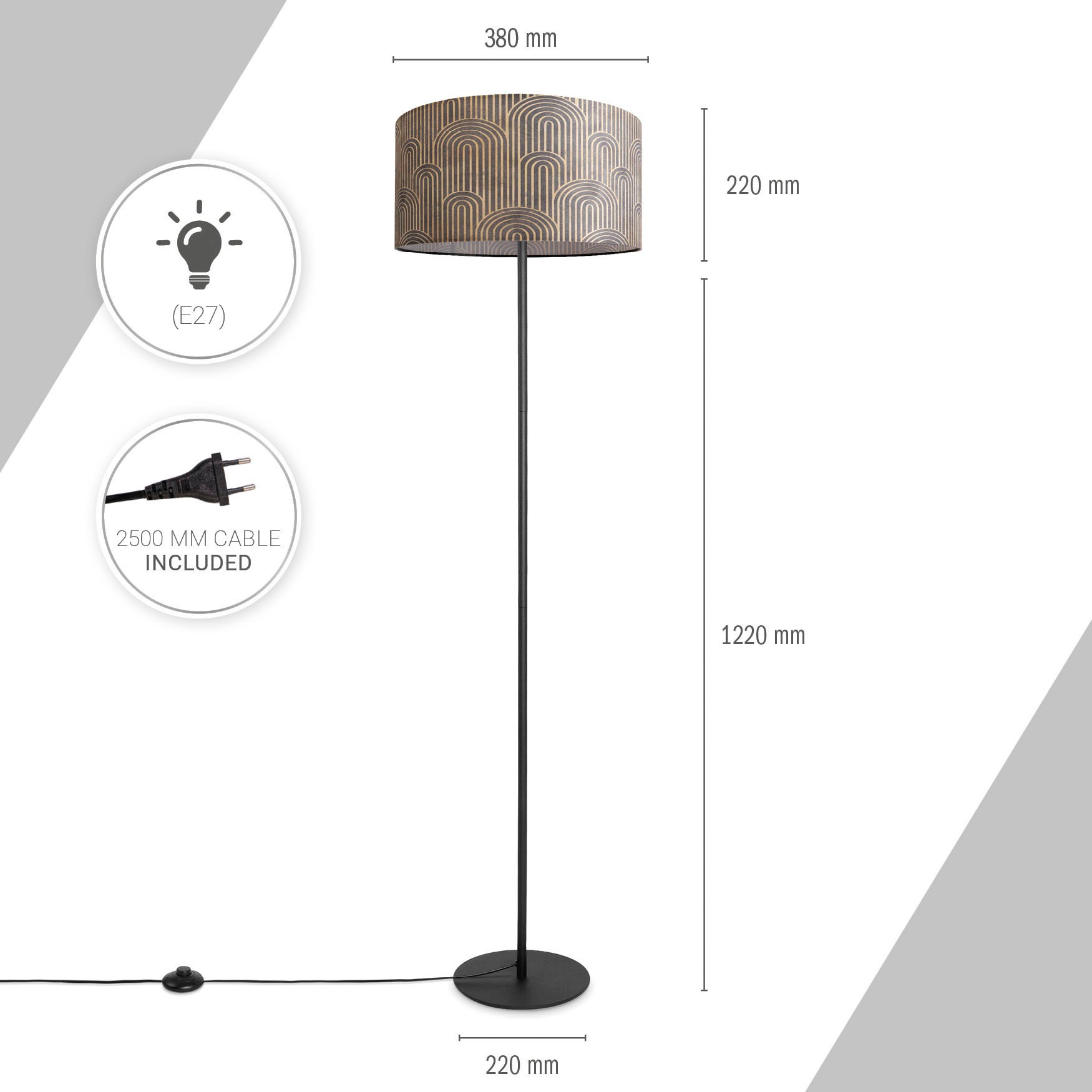 Paco Home Stehlampe »Luca Pillar« E27 Mit Stoffschirm Stehlampe Wohnzimmer Leselampe Modern Vintage E27