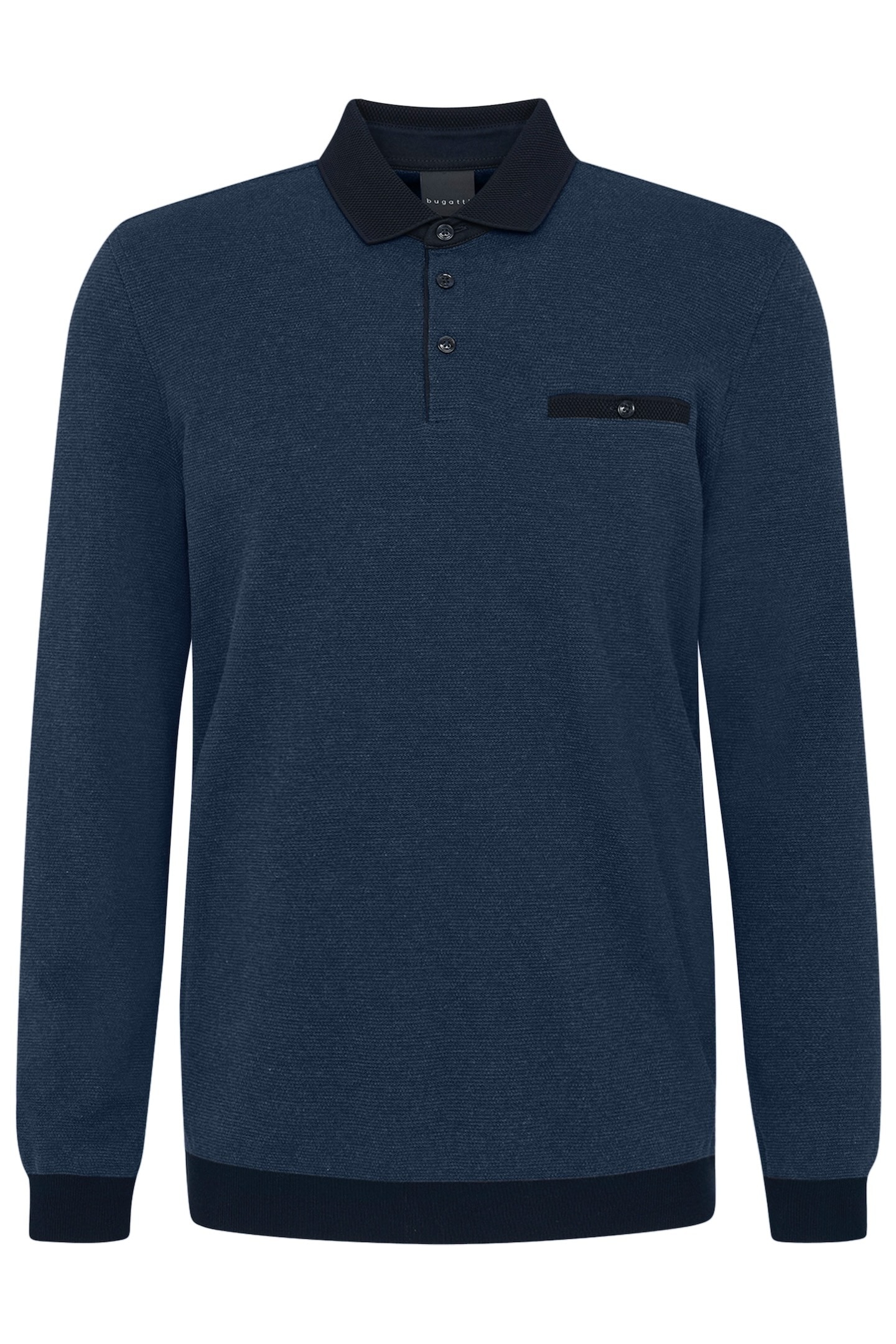 bugatti Langarm-Poloshirt, mit Strukturkragen