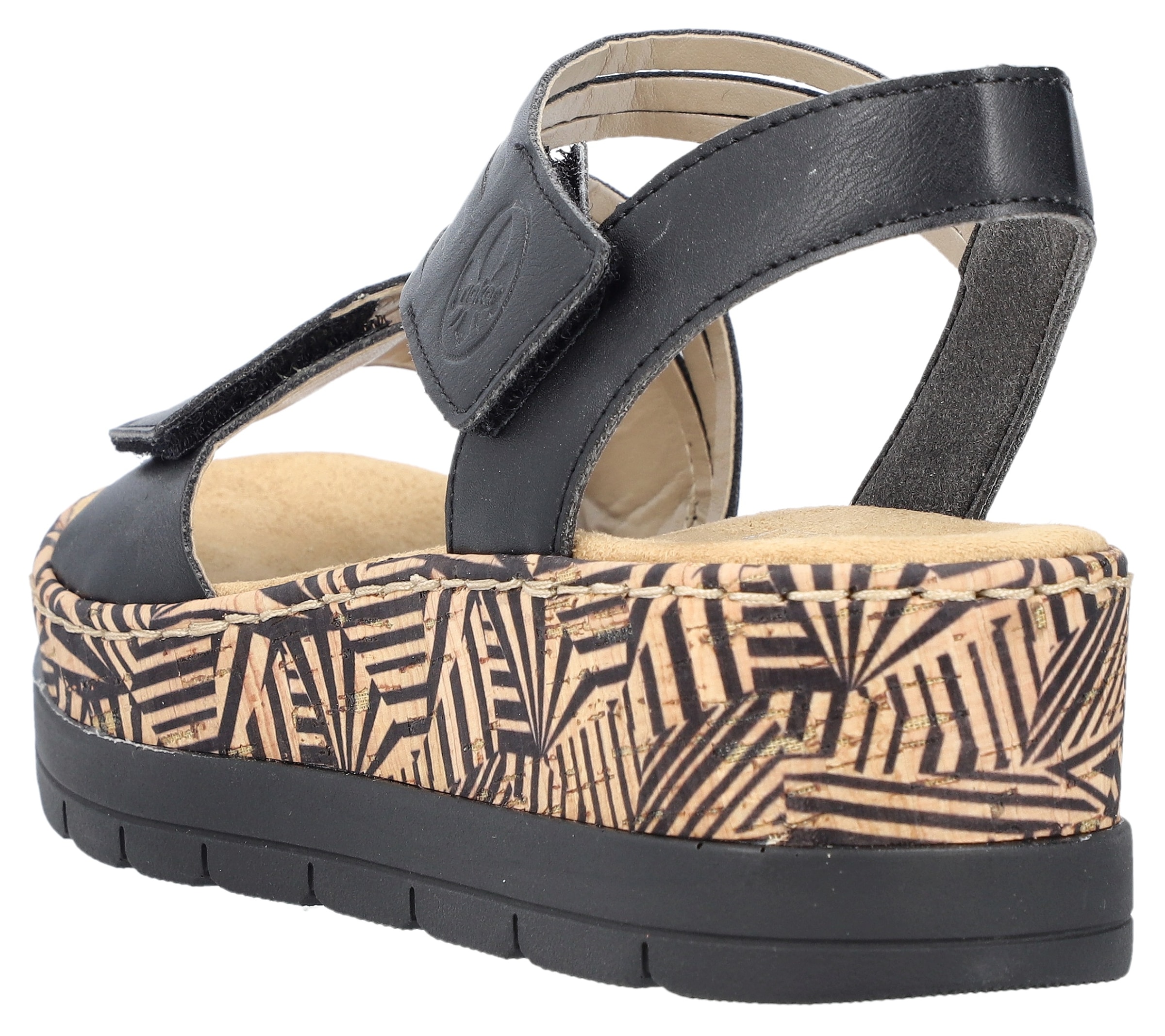 Rieker Keilsandalette  , Sommerschuh, Sandale, Keilabsatz, mit gemusterter Plateausohle