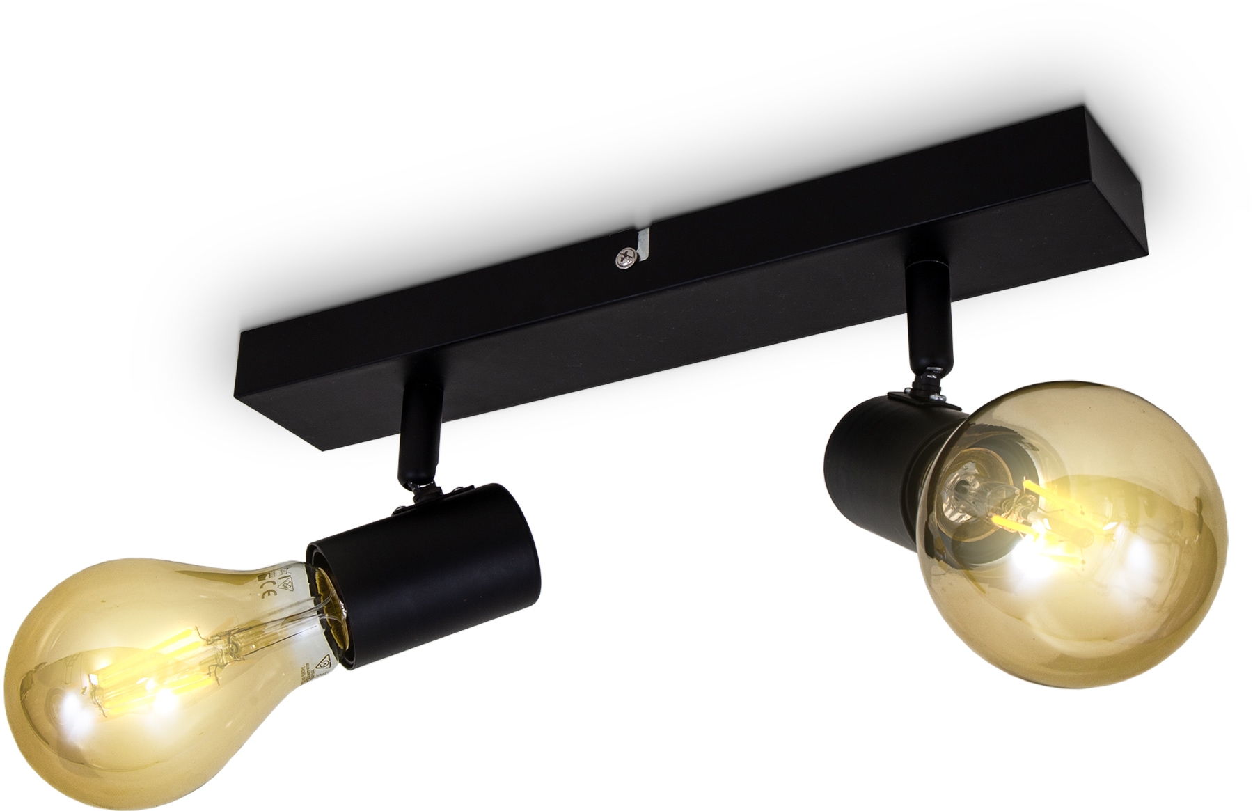 B.K.Licht LED Deckenspots, 2 flammig, Leuchtmittel E27 | ohne Leuchtmittel, Deckenleuchte, Retro, Deckenlampe, Industriedesign, schwarz-matt