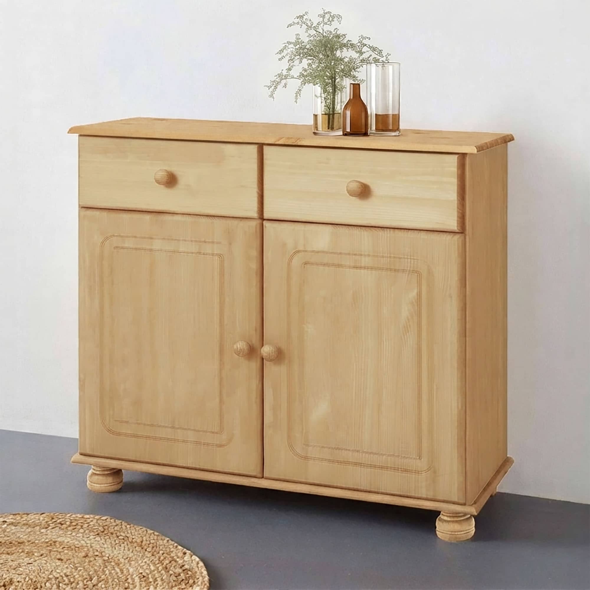 OTTO home Sideboard »Mette Kommode mit 2 Türen & 1 Schubladen, die optisch geteilt ist« Kommode mit gefrästen, kugelförmigen Füßen, 2 Türen und 1 Schublade