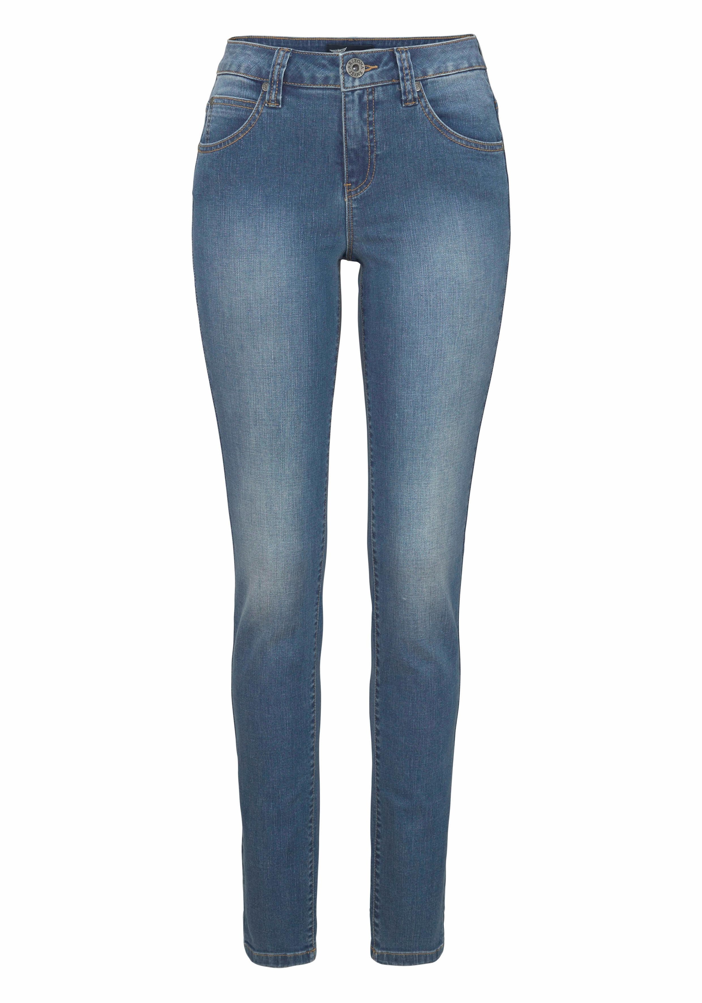 Arizona Slim-fit-Jeans »Curve-Collection«, hohe Leibhöhe, Five-Pocket-Design, Zip-Fly