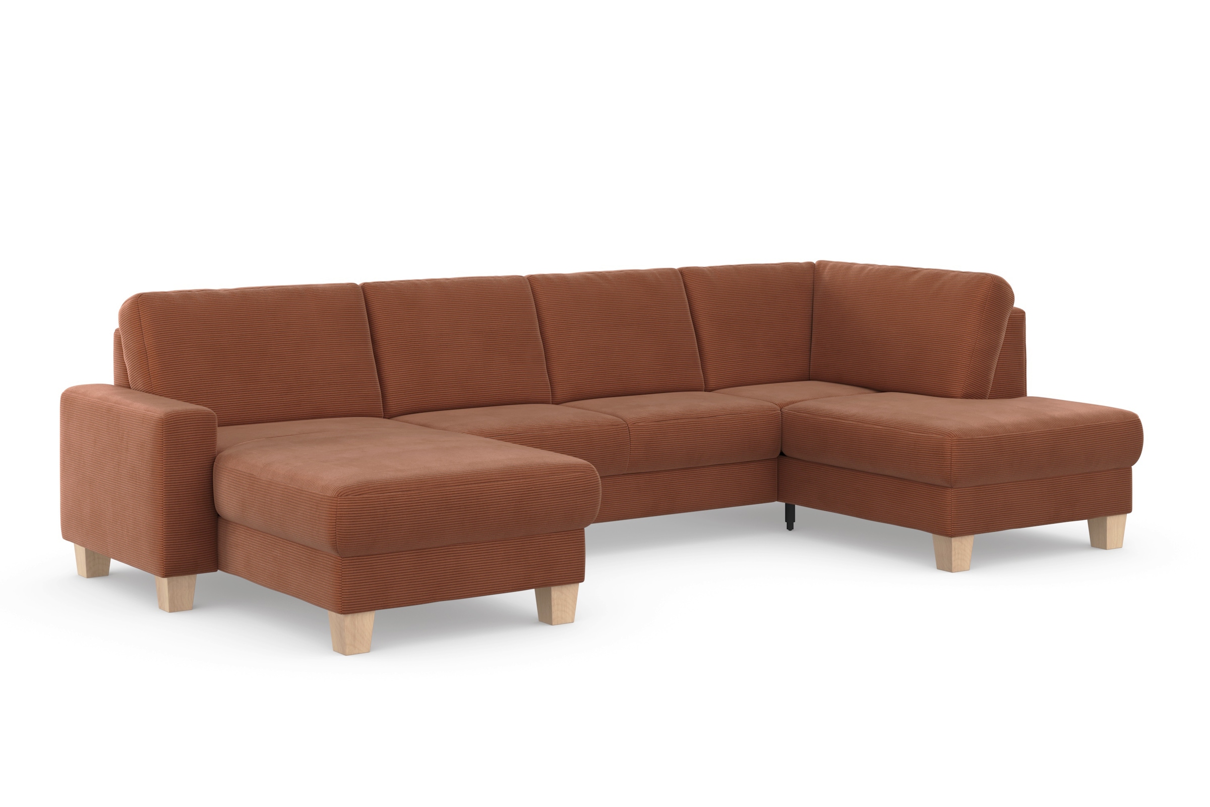 Home affaire Wohnlandschaft »Summer U-Form«, mit oder ohne Bettfunktion und Bettkasten, Cord-Bezug