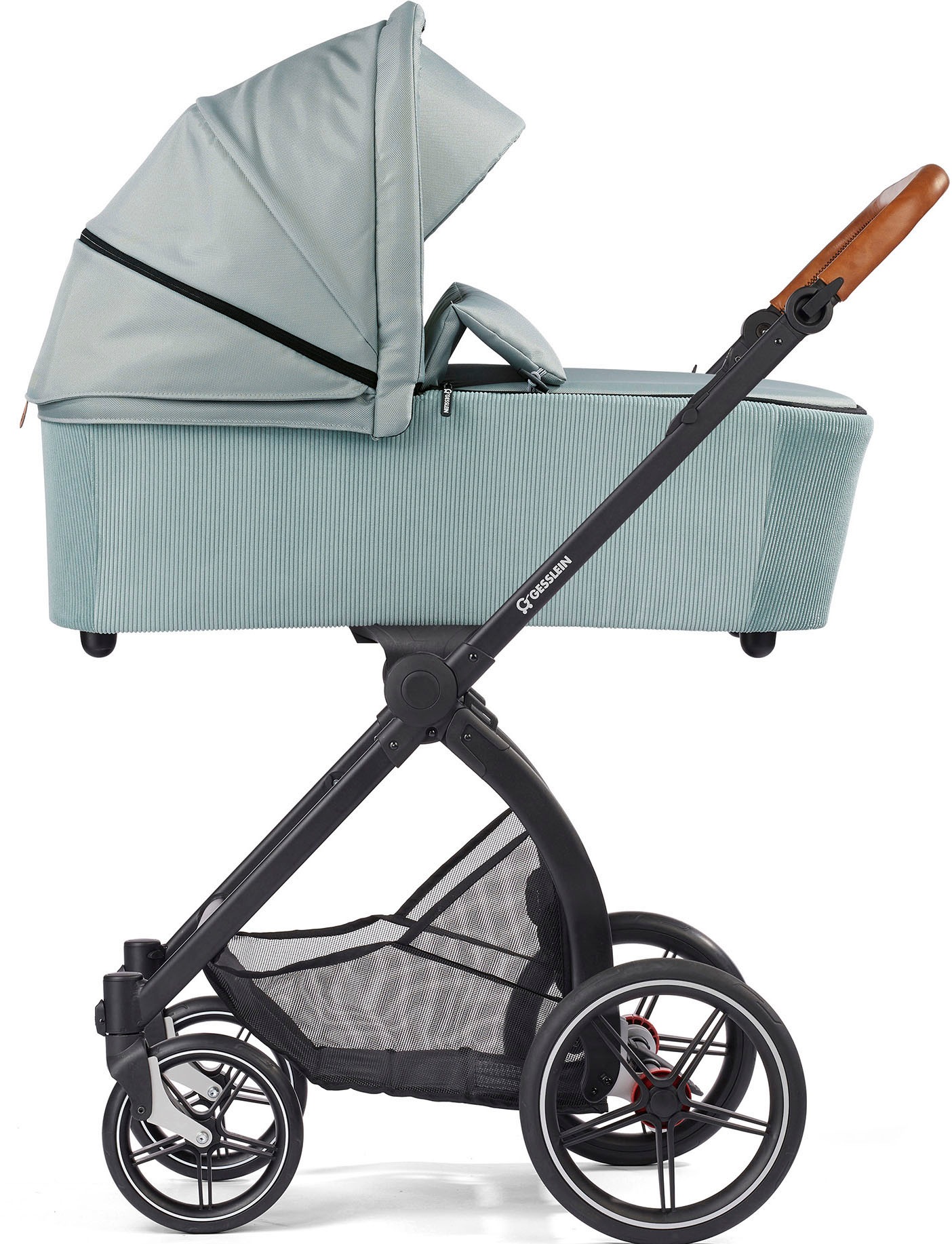 Gesslein Kombi-Kinderwagen »FX4 Soft+ mit Aufsatz Life, schwarz/cognac, eisblau«, mit Babywanne C3 und Babyschalenadapter