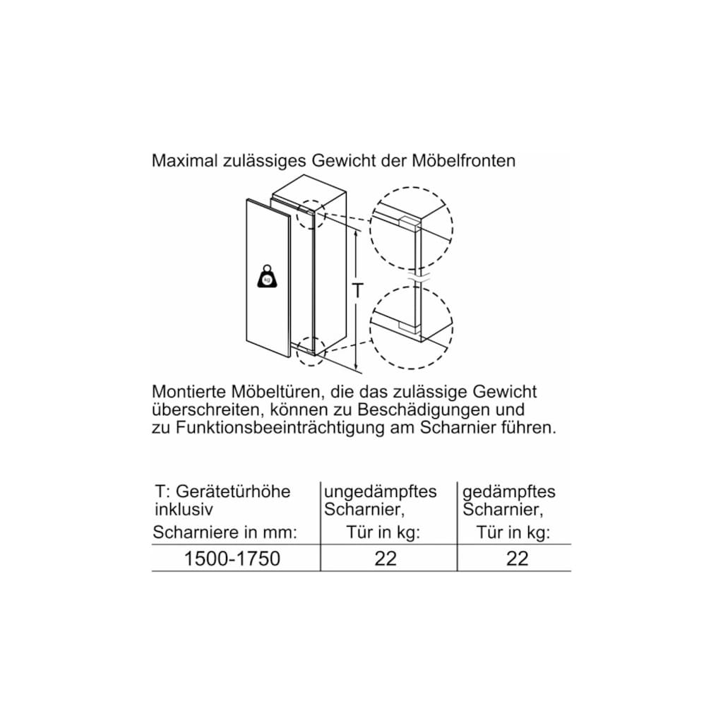 NEFF Einbaukühlschrank »KI2823DD0«, KI2823DD0, 177,2 cm hoch, 55,8 cm breit