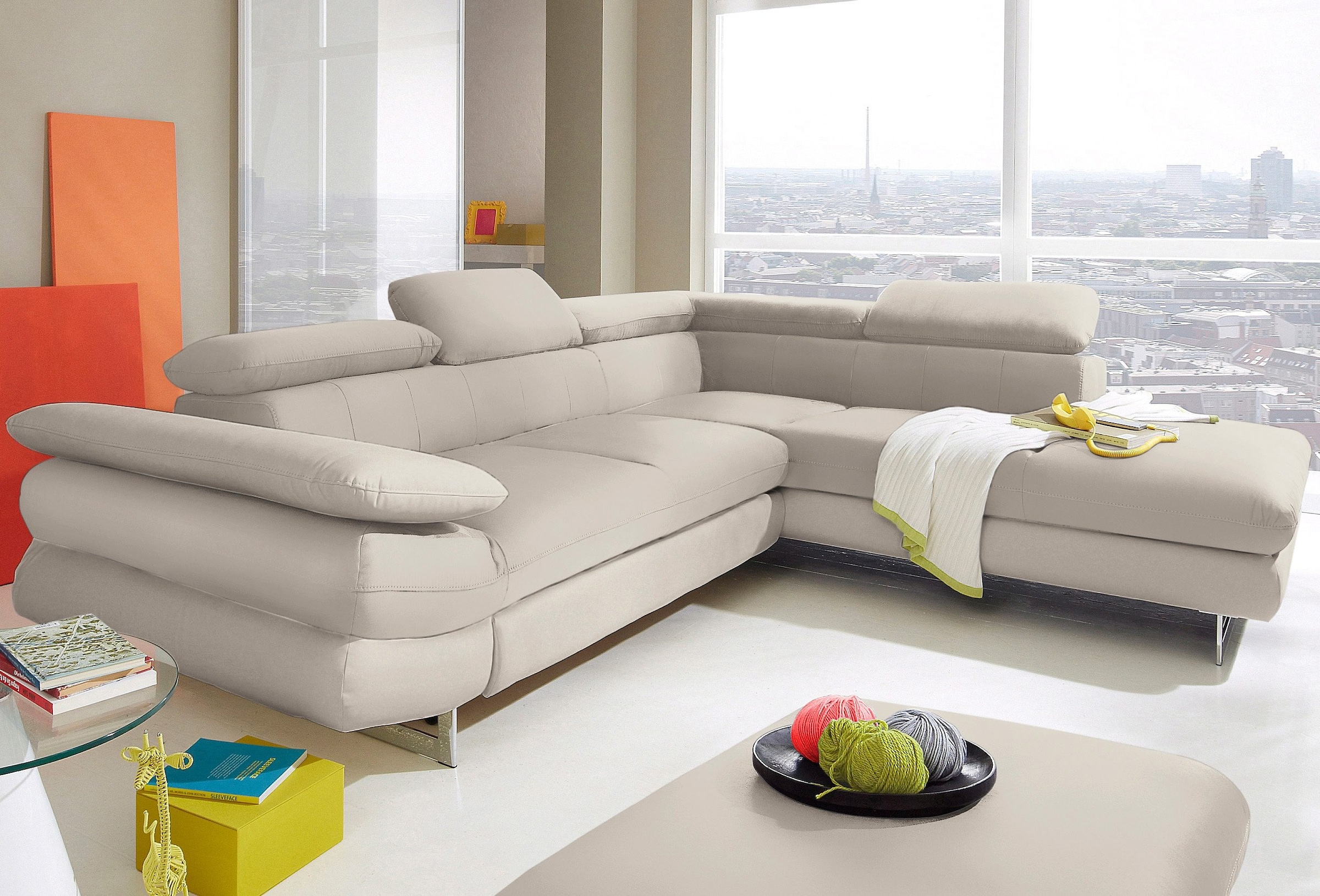 INOSIGN Ecksofa »Solution L-Form«, mit Arm- & Kopfteilverstellung, wahlweise mit Bettfunktion