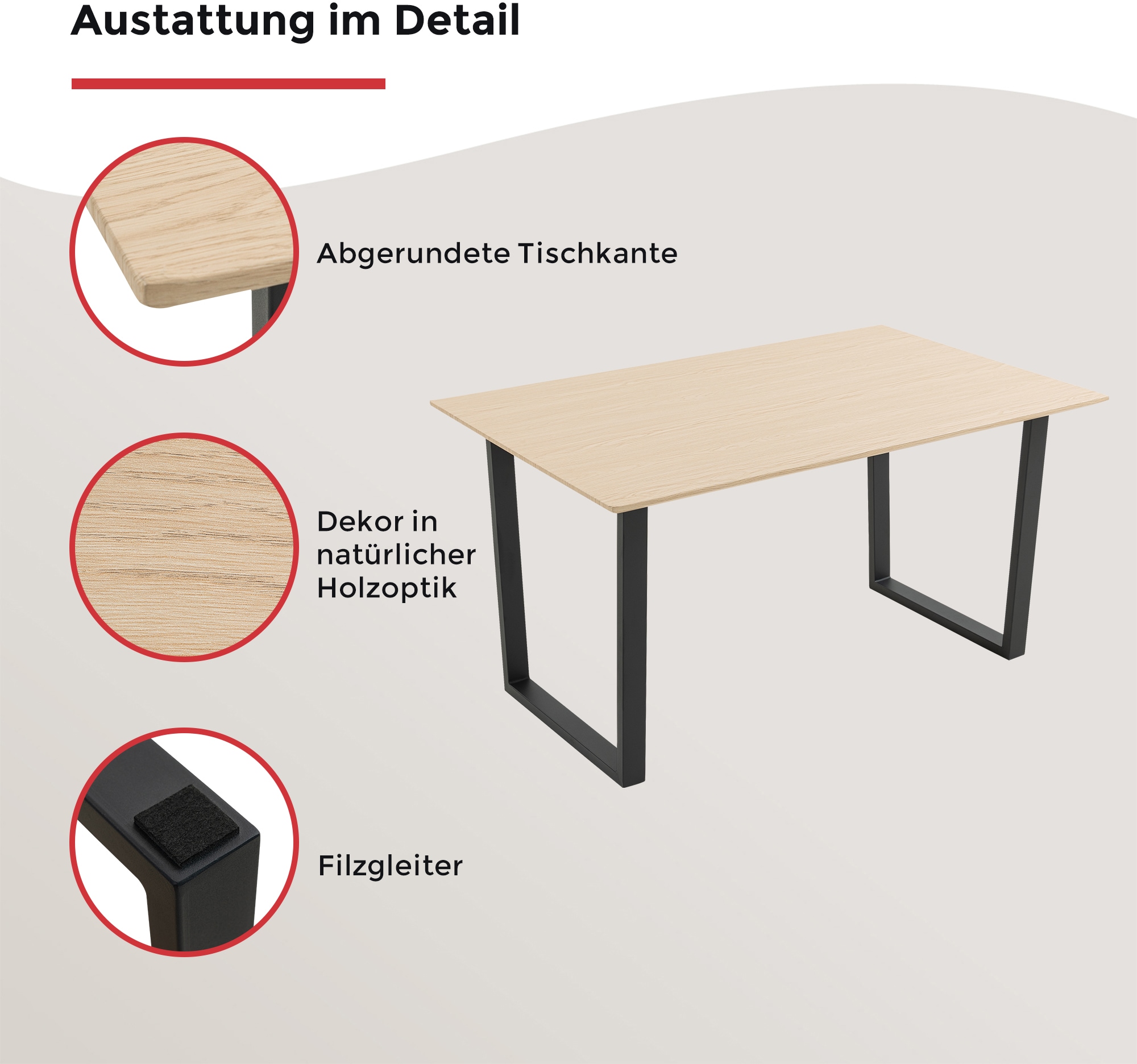 Duo Collection Esstisch »Tisch Nala« 1 Stk. tlg. stabiles Metallgestell