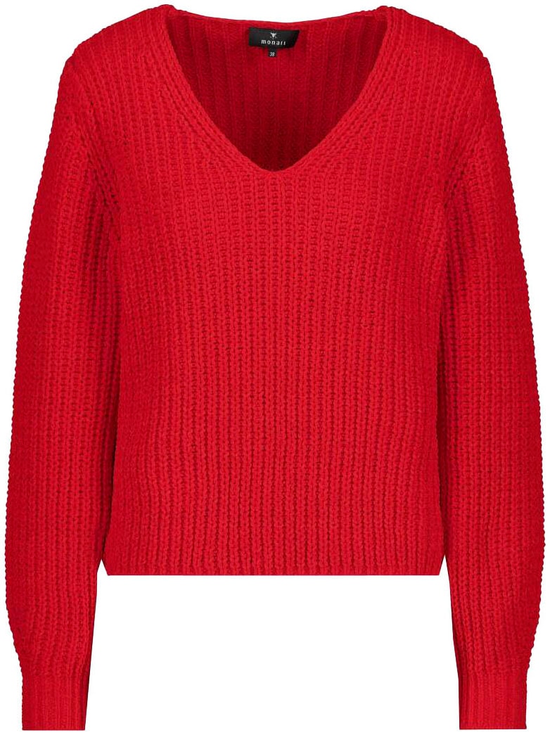 Monari V-Ausschnitt-Pullover, aus Chenillegarn
