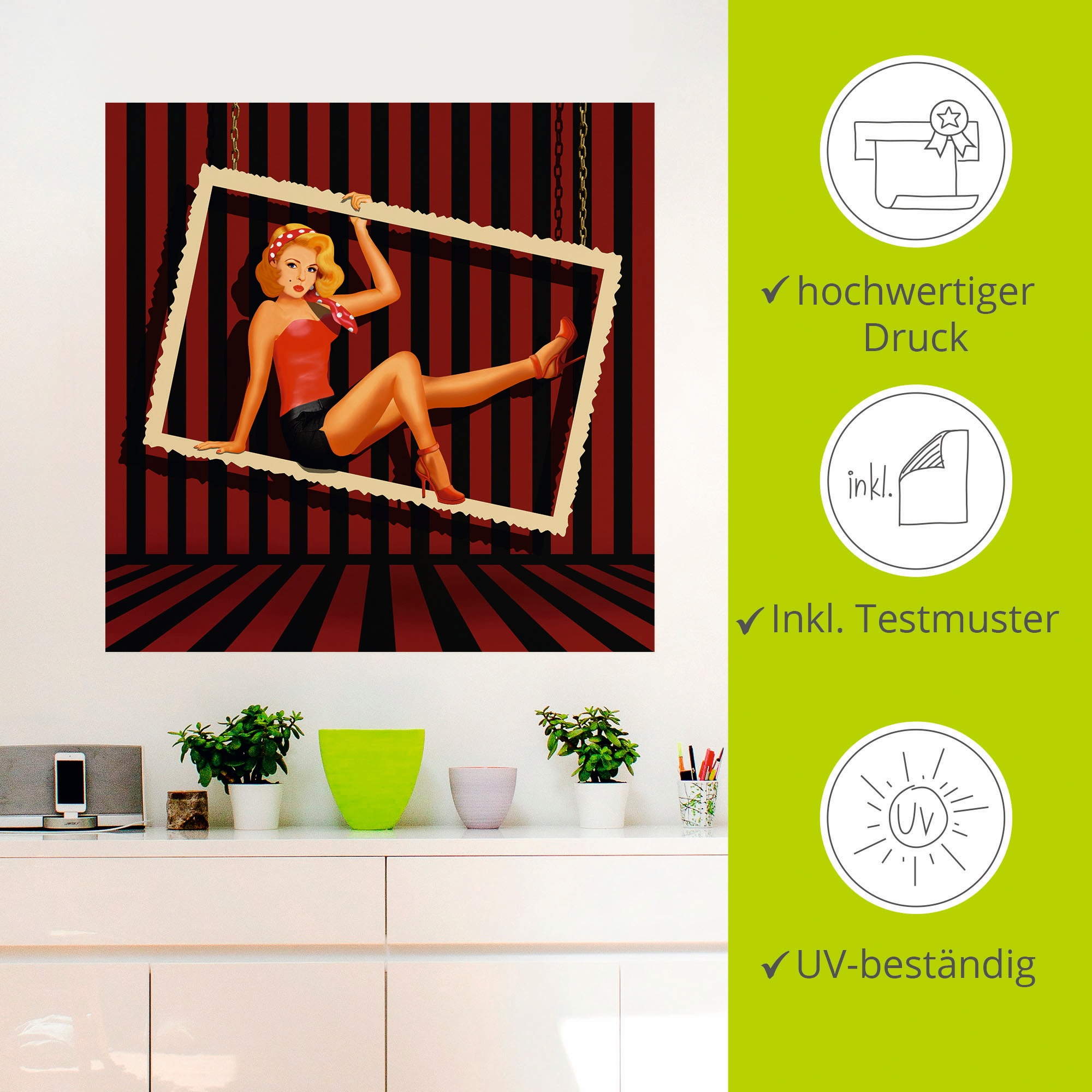 Artland Wandbild »Schönheit aus den 50er Jahren«, Frau, (1 St.), als Leinwandbild, Wandaufkleber in verschied. Größen