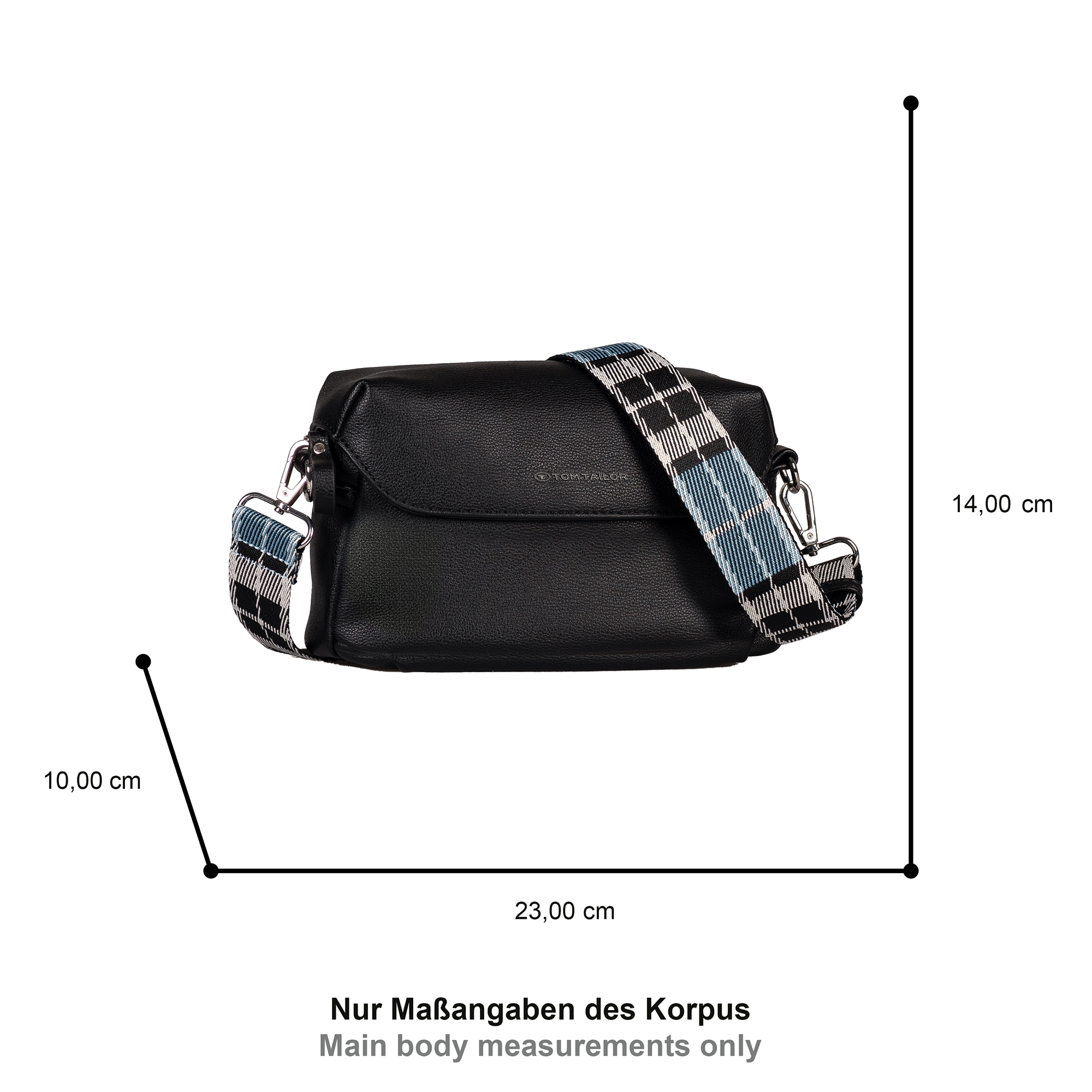 TOM TAILOR Handtasche »Chrissi« aus weichem Lederimitat mit breitem karierten Gewebeband