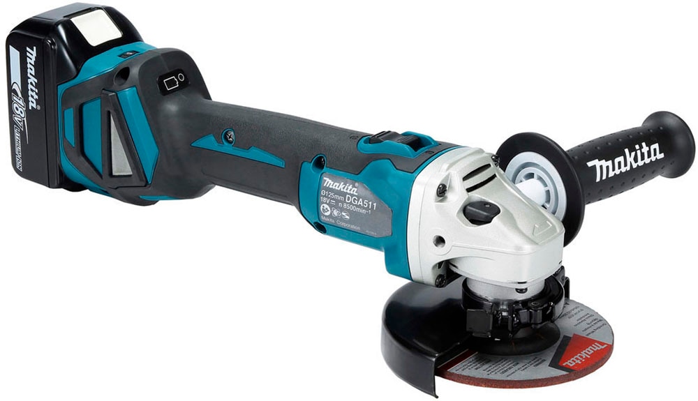 Makita Akku-Winkelschleifer »DGA511RTJ«, (Set), inkl. Akku, Ladegerät, Aufbewahrungskoffer und weiterem Zubehör