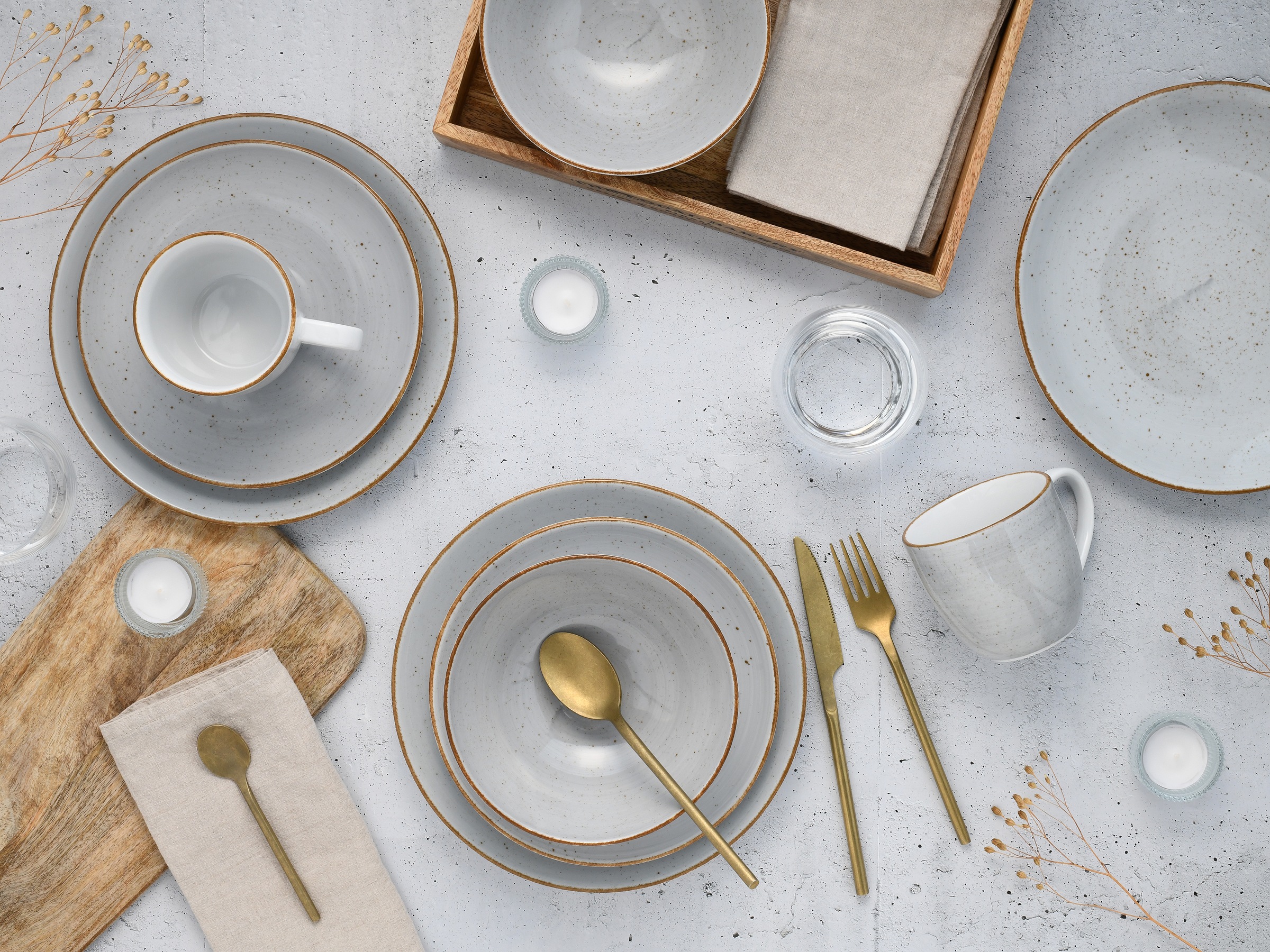 CreaTable Kombiservice »Vintage Nature, Service 16-tlg.« Naturverbundenes Design, Handgemalt