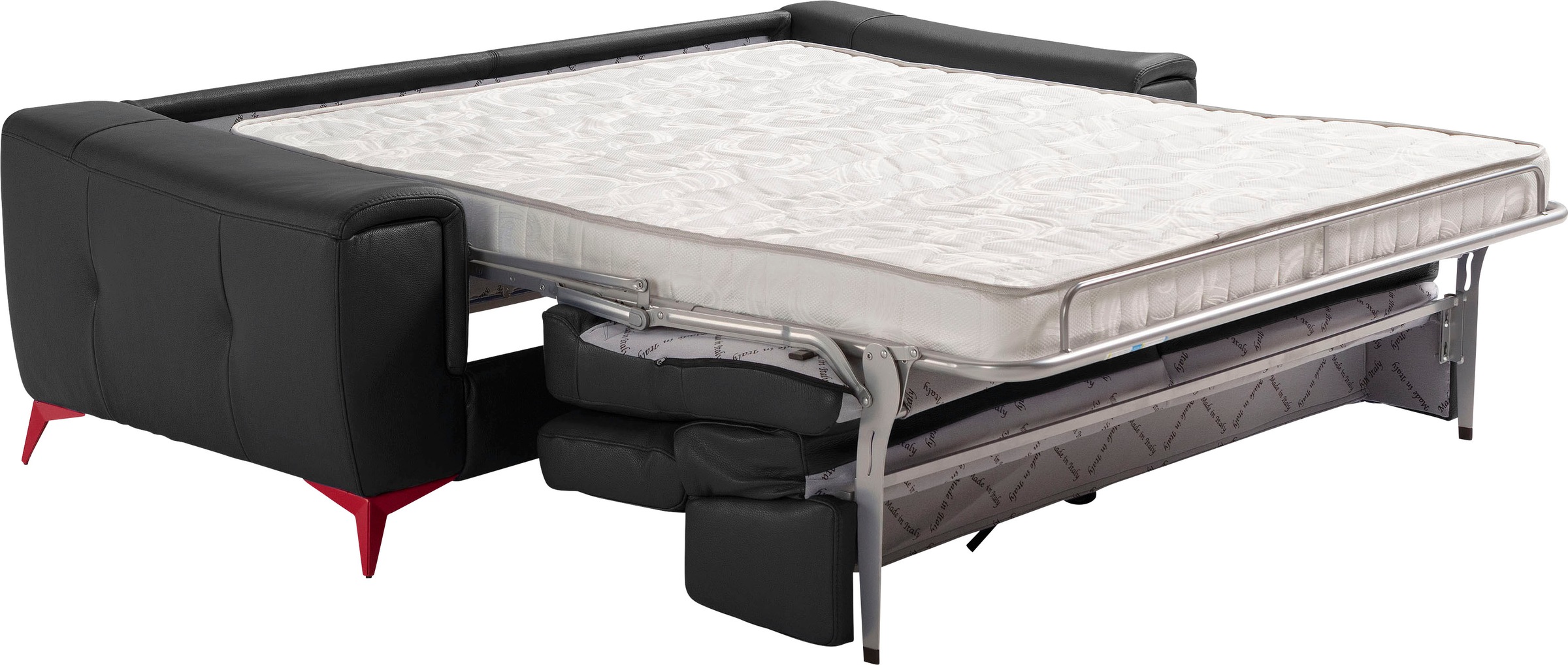 Egoitaliano Schlafsofa »Francine, Designsofa, Loungesofa mit Dauerschlaffunktion, Bettfunktion«, hochwertiger Metallbettrahmen & Matratze, Kopfteil manuell verstellbar