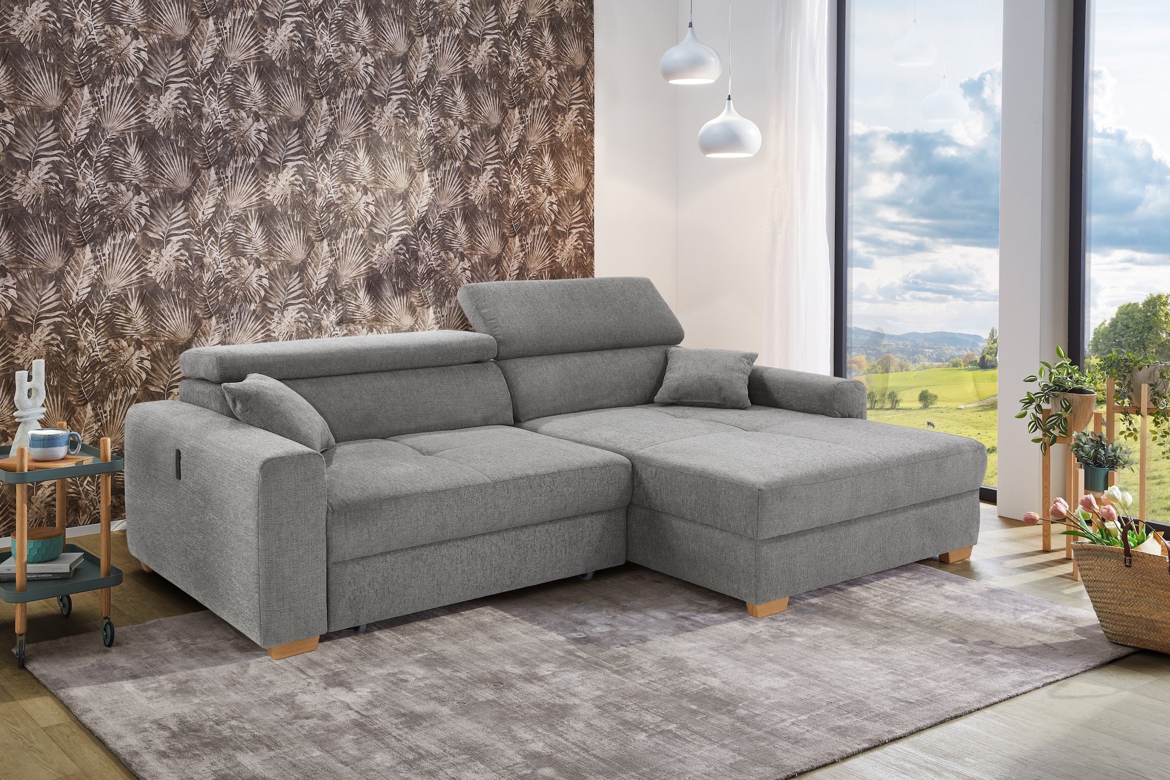 Jockenhöfer Gruppe Ecksofa »Slider, L-Form, 140kg Belastbarkeit je Sitzplatz«, elektromotorische Sitztiefenverstellung,USB-Ladeports,mit Kopfstützen