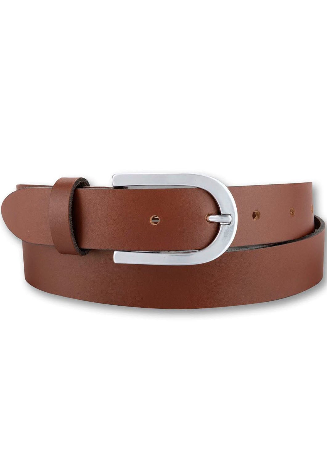 BERND GÖTZ Ledergürtel mit Schließe in Hufeisenoptik cognac