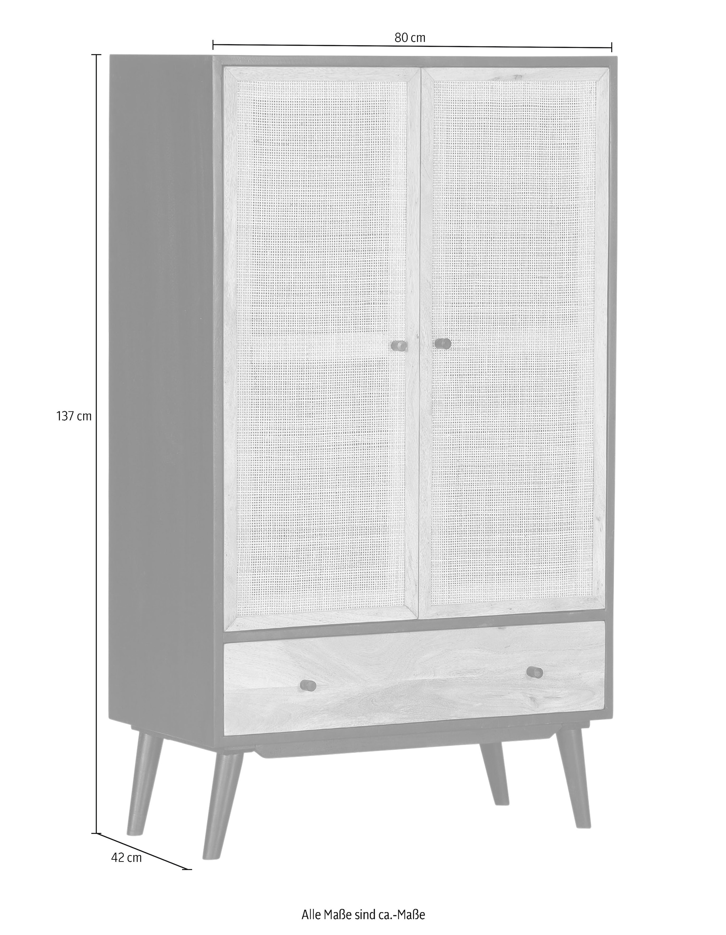 Gutmann Factory Highboard »Linus«, Stauraumschrank mit Front aus Rattangeflecht, Breite 80 cm