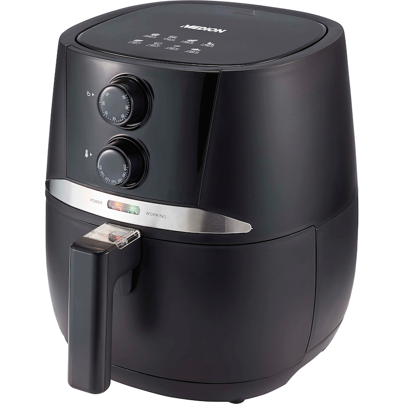 MEDION Heißluftfritteuse »MD 10711 einfache Bedienung, Timer« 1400 W Ölfreies Frittieren, 3, 2 L Fassungsvermögen schwarz