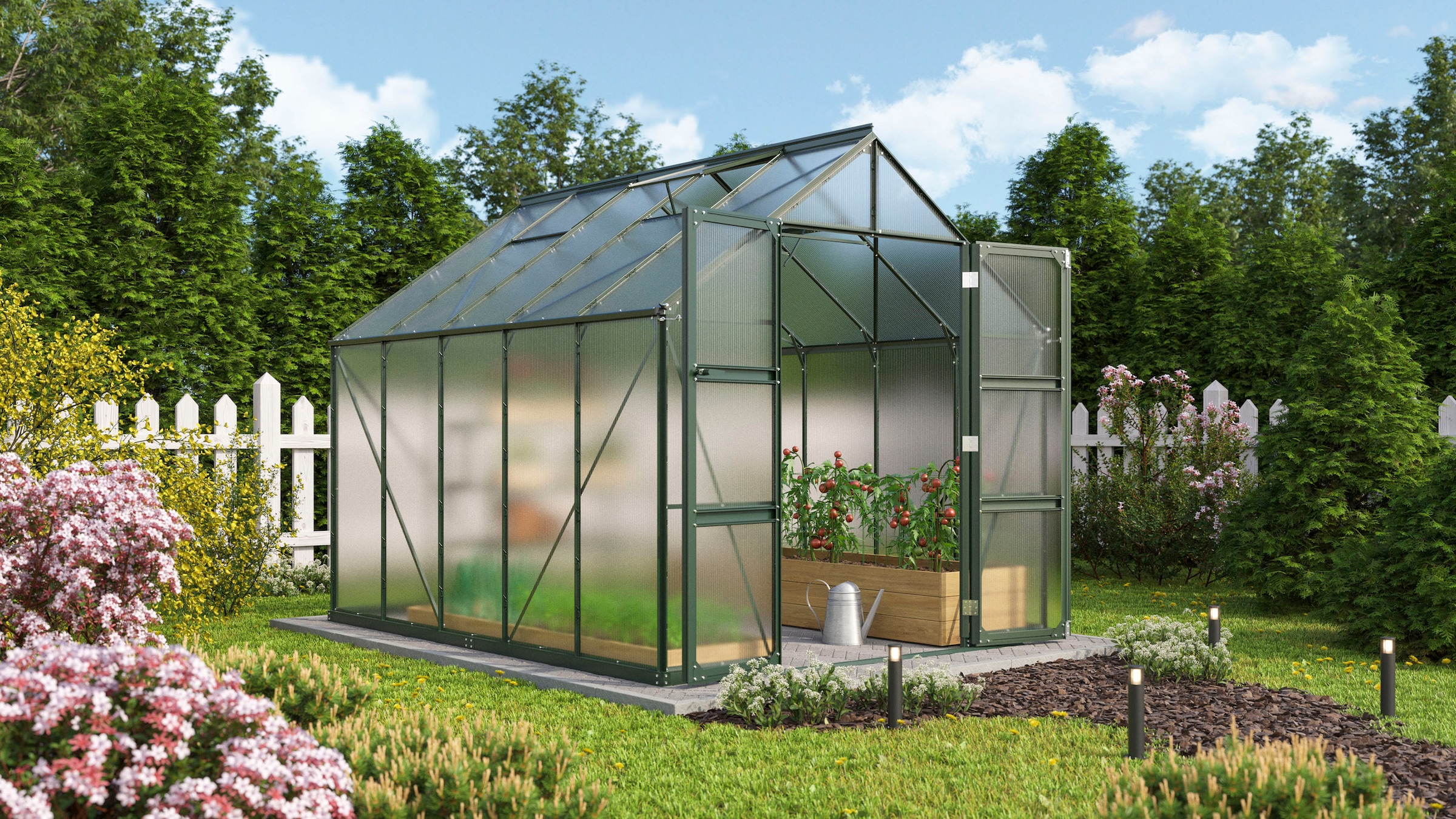 Vitavia Gewächshaus »Domus 8300«, mit Doppelschwingtüren und bodentiefer Türschwelle, 6 mm Hohlkammer