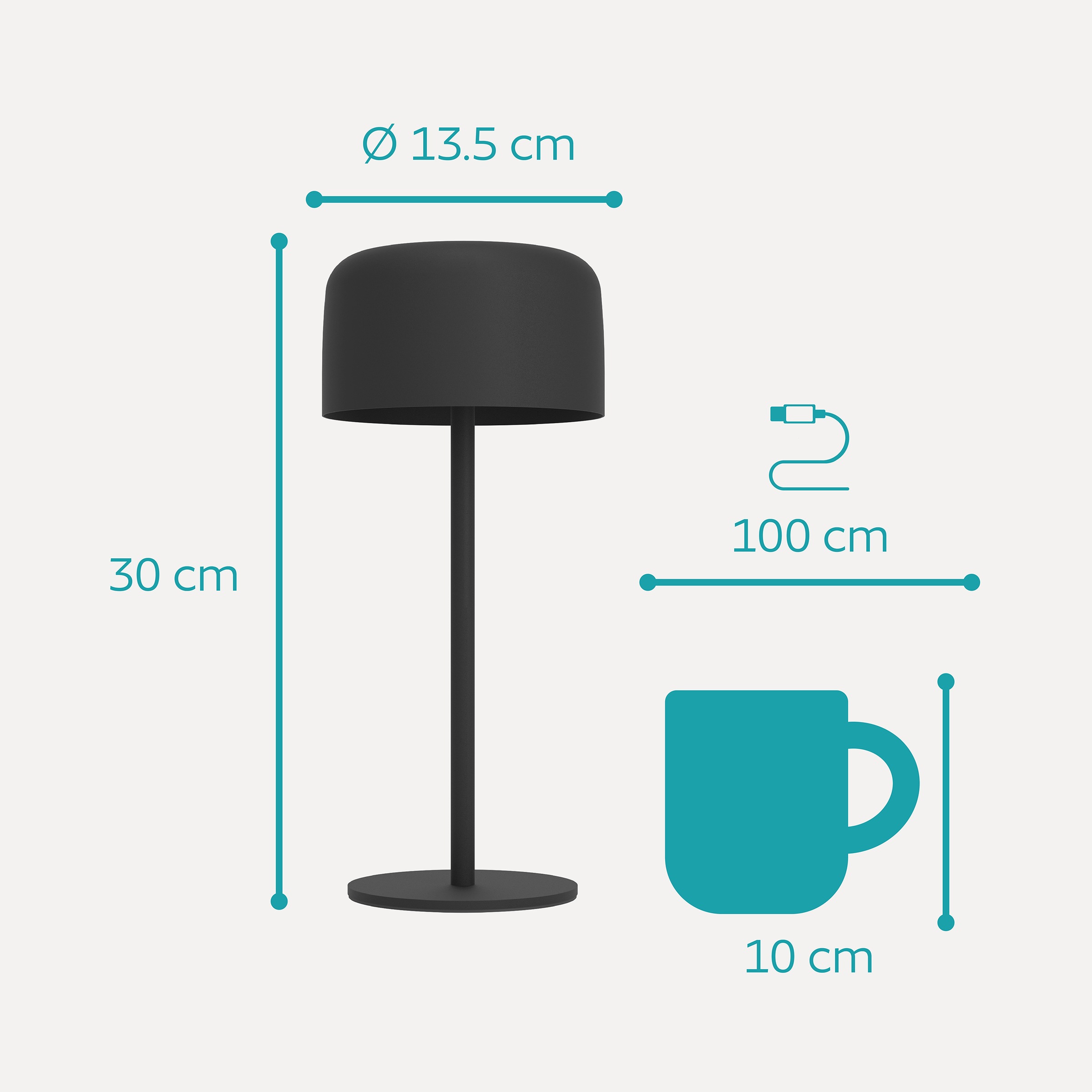 EGLO Tischleuchte »ROCCANOVA Tischlampe - Stahl - SOLAR-LED - 2,8W - IP44« LED-Modul 1 Stk. Warmweiß Solarleuchte, Außentischleuchte, Akku, Leselampe, H30 x Ø13,5 cm