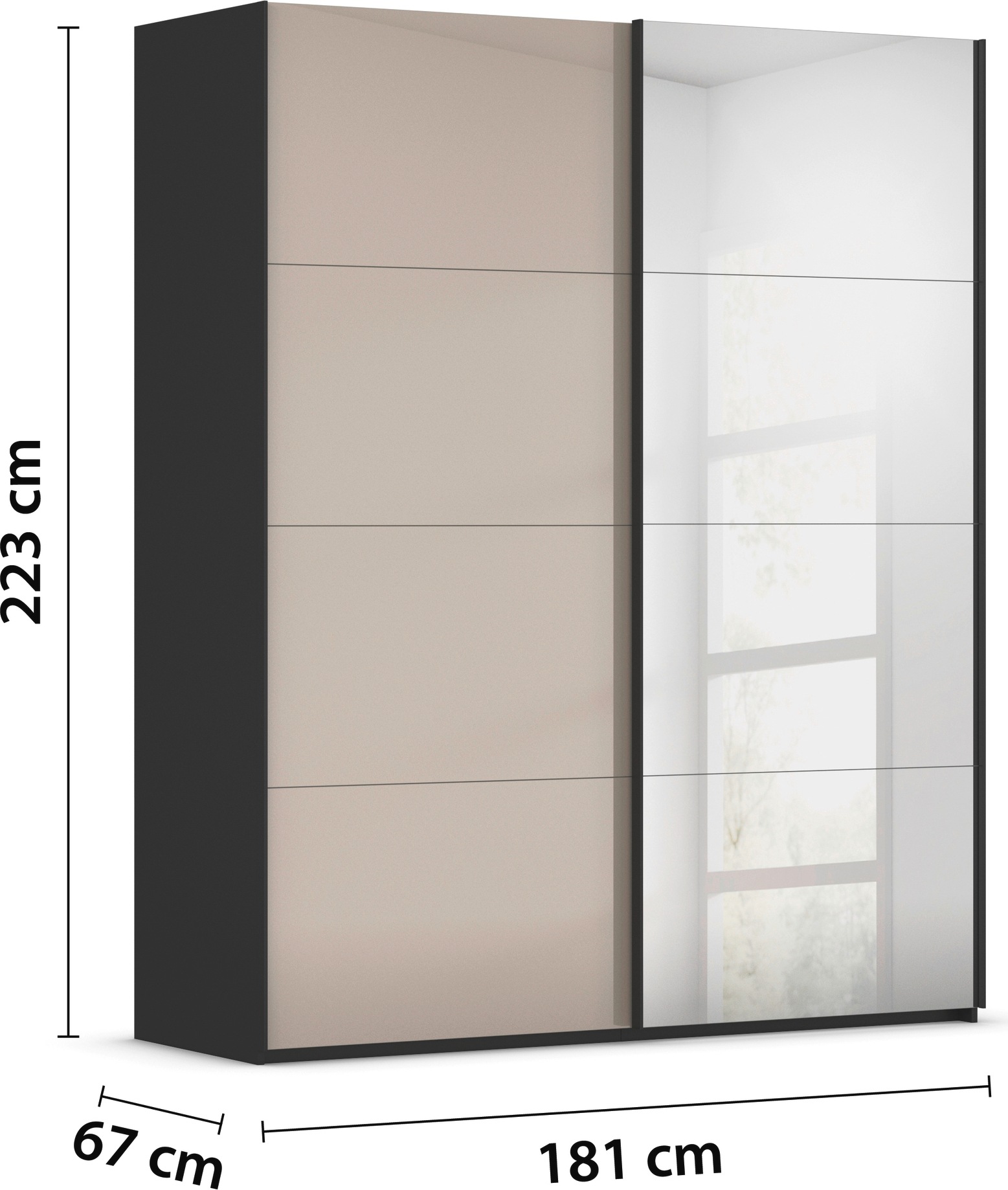 rauch »Kleiderschrank Schrank Garderobe Schlafzimmerschrank SCALE-FYRA« edle viergeteilte Türen Spiegel/Glas-Mix viele Farben MADE IN GERMANY