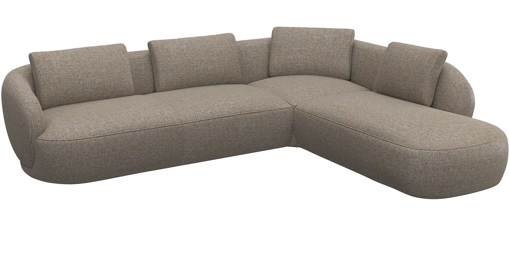 FLEXLUX Ecksofa »Torino, rund, L-Form, Sofa-Ecke mit Ottomane«, Modernes, organisches Sofa-Design, Kaltschaum, Wellenunterfederung