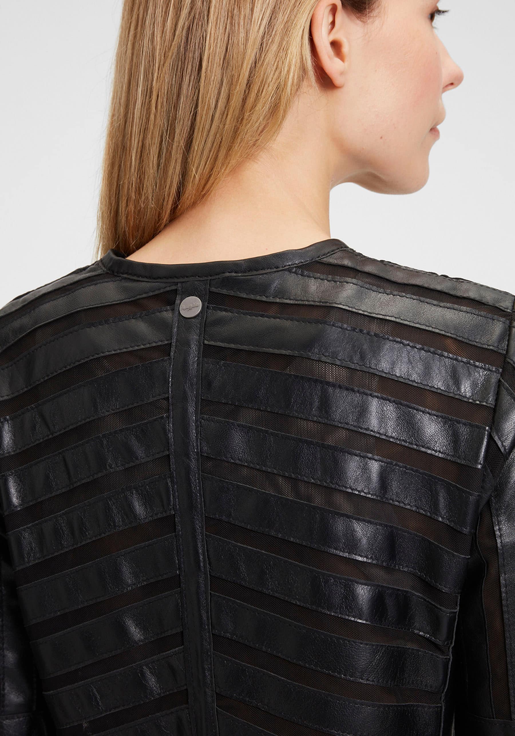 Mauritius Lederjacke »MWSuri LELEV«, gepatchtes Leder, Rundhals,Reißverschluss