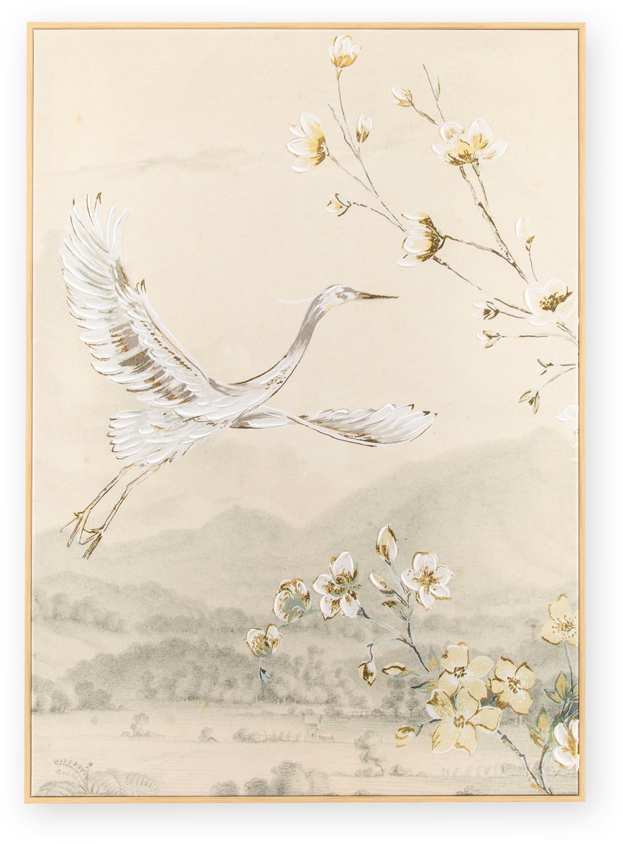 Art for the home Leinwandbild »Kran« 1 Stk. tlg. Handgemalt Wandbild Gold Metallic 50x70cm