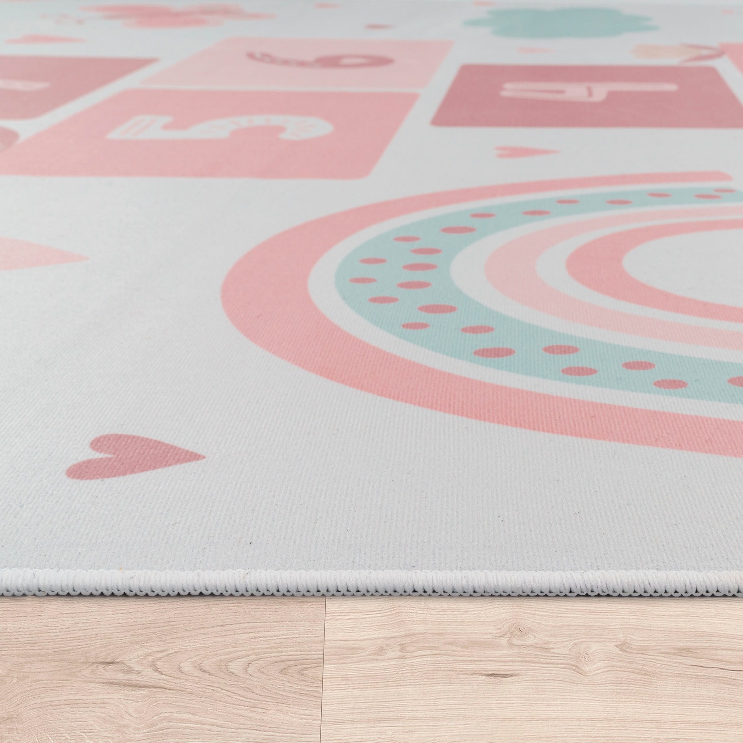 Paco Home Kinderteppich »Bino 585«, rechteckig, 4 mm Höhe, Spielteppich, Kurzflor, Motiv Regenbogen & Hüpfkästchen
