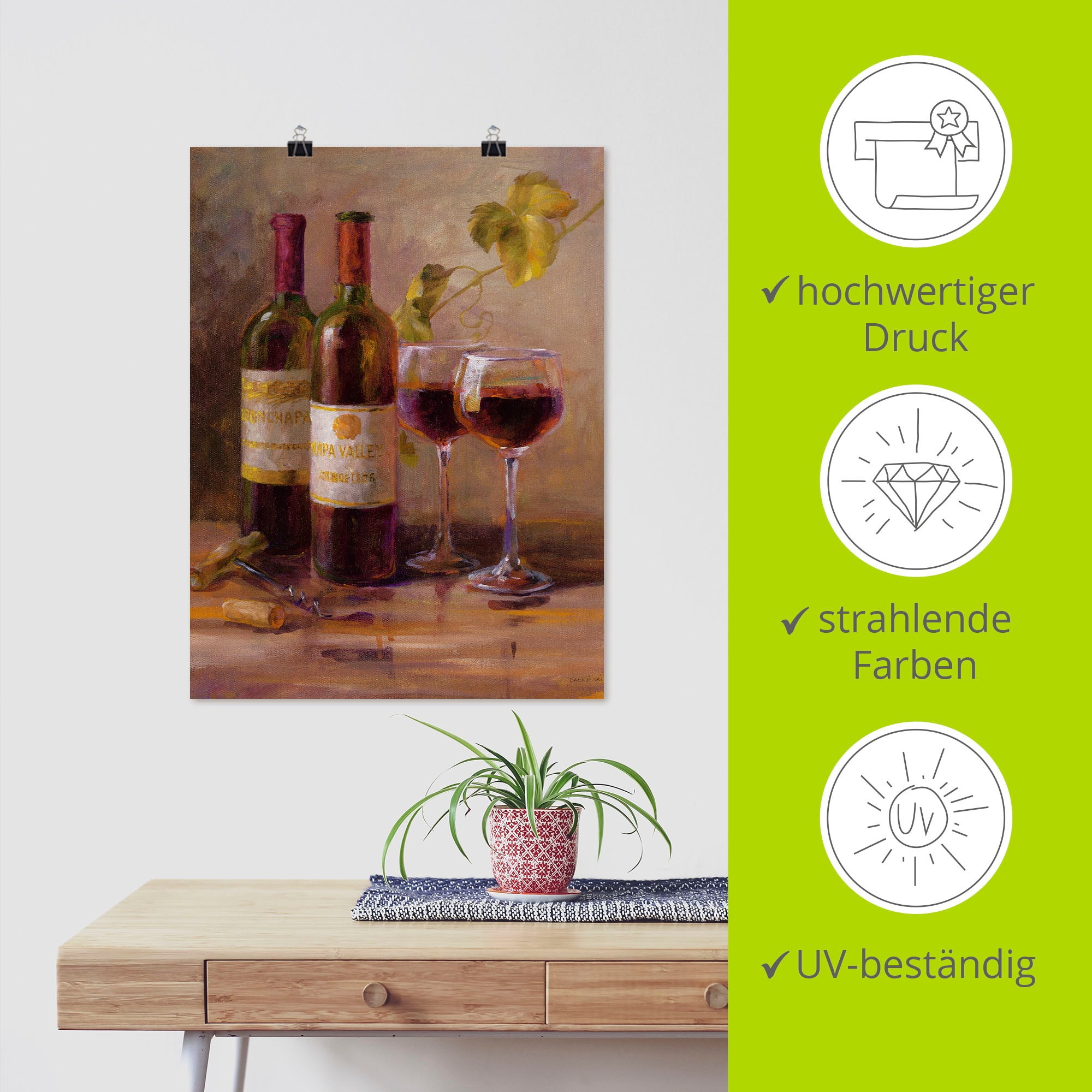 Artland Wandbild »Offener Wein I«, Getränke, (1 St.), als Leinwandbild, Poster, Wandaufkleber in verschied. Größen