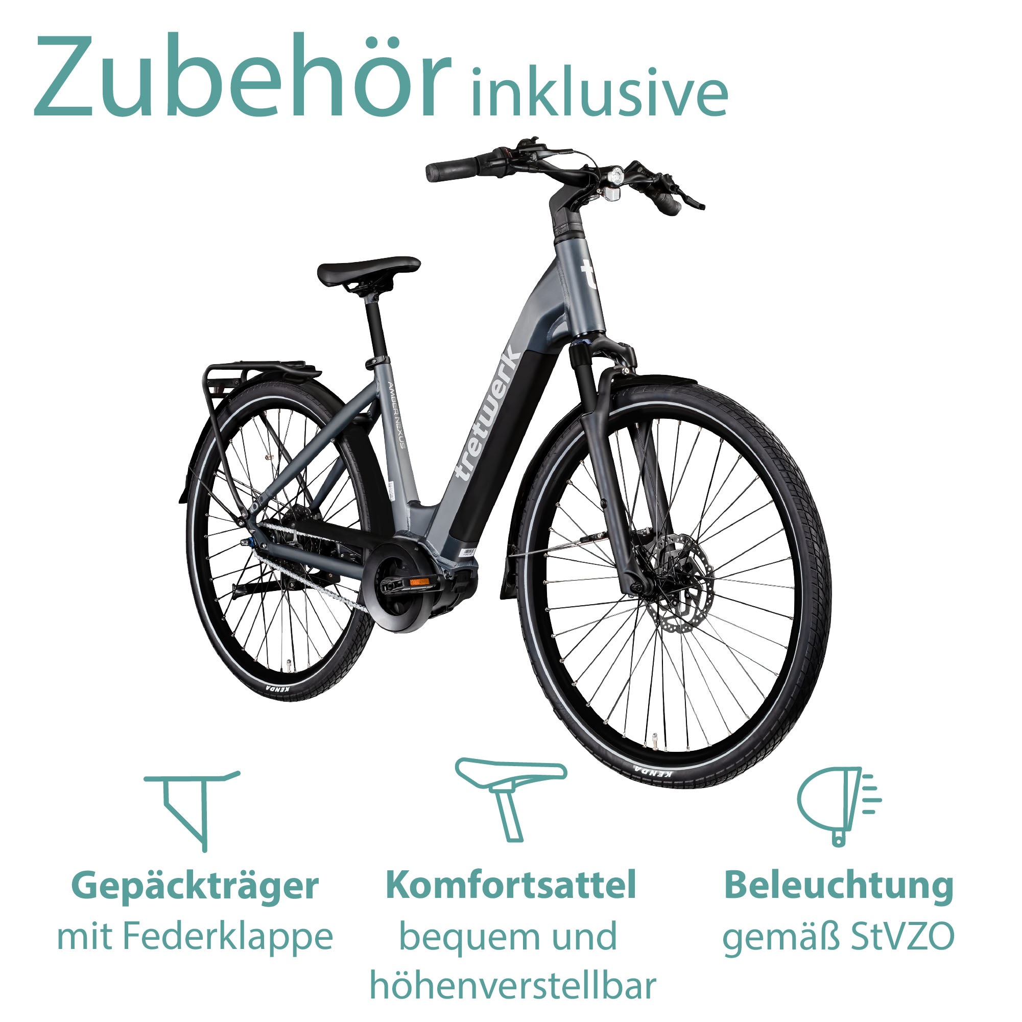 Tretwerk E-Bike »Amber Nexus«, 8 Gang, Mittelmotor 250 W, Tretwerk Amber Nexus E Bike Damen 28 Zoll Elektrofahrrad 155 - 185cm