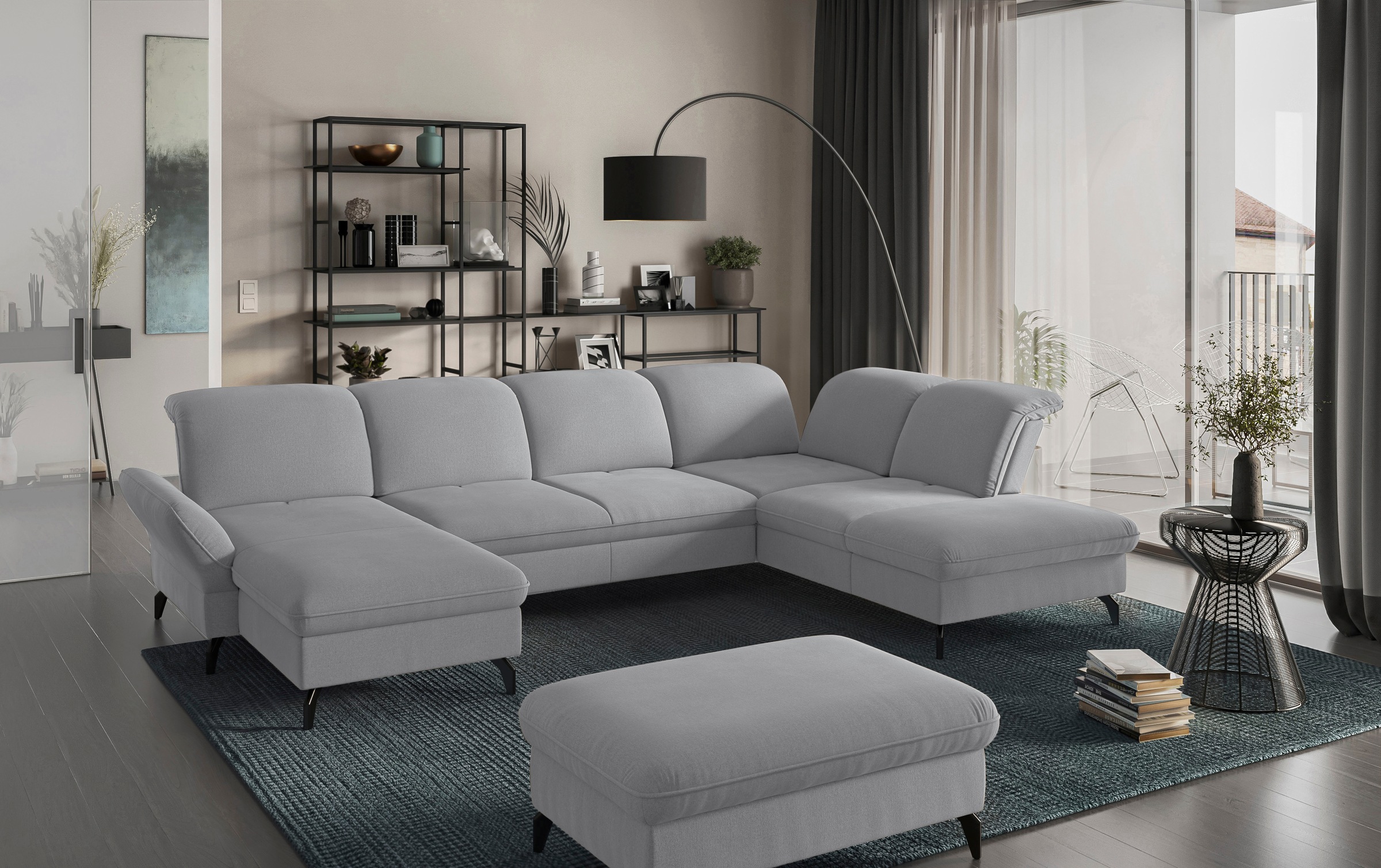 sit&more Wohnlandschaft »Leandro U-Form« Wahlweise mit Bett-, Kopfteil - un günstig online kaufen