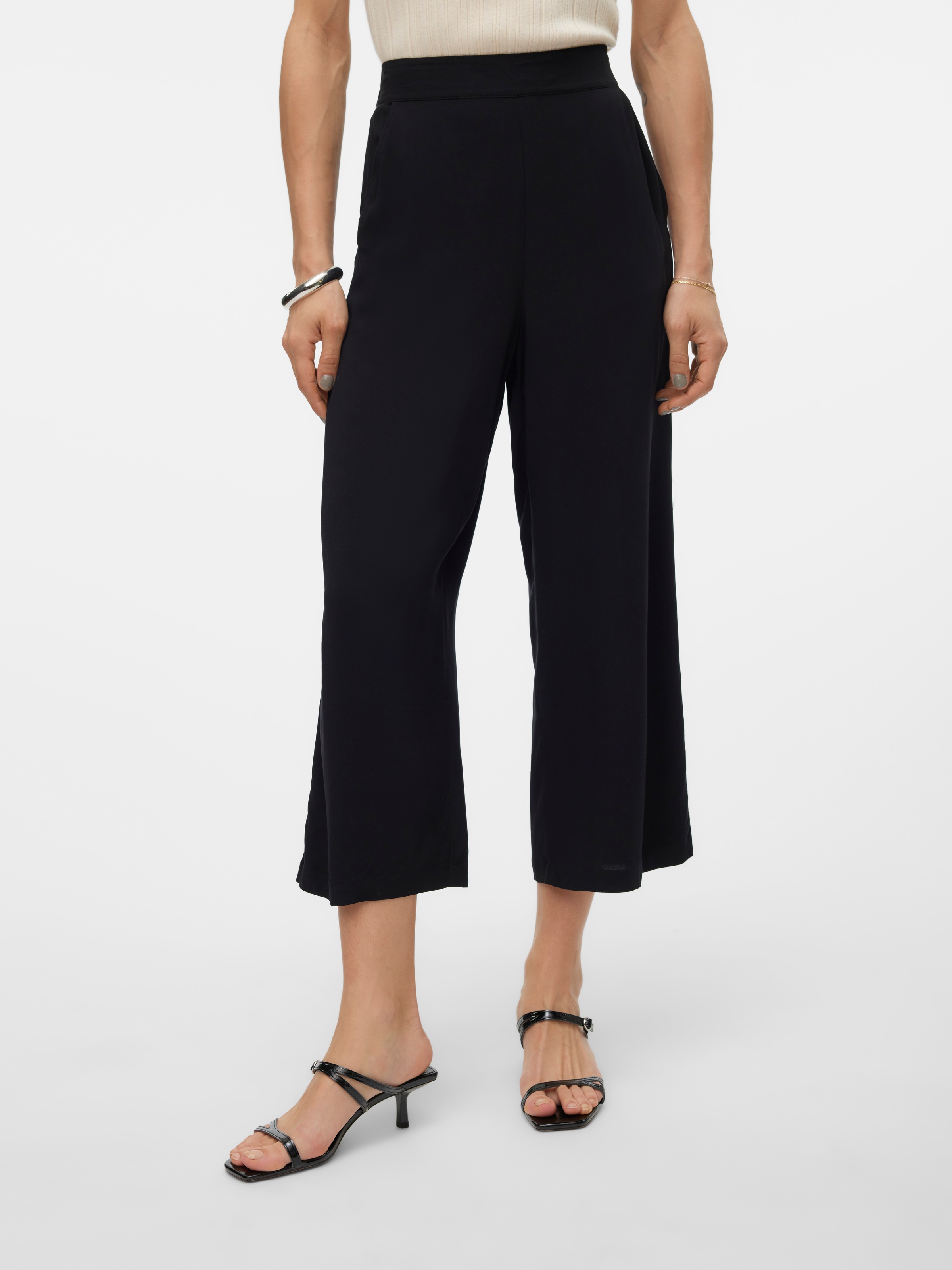 VERO MODA 7/8-Hose »VMEASY JOY HW CULOTTE PANTS WVN GA« Sommerhose Black L (40) - N-Gr N-Gr L (40) Culotte von Vero Moda