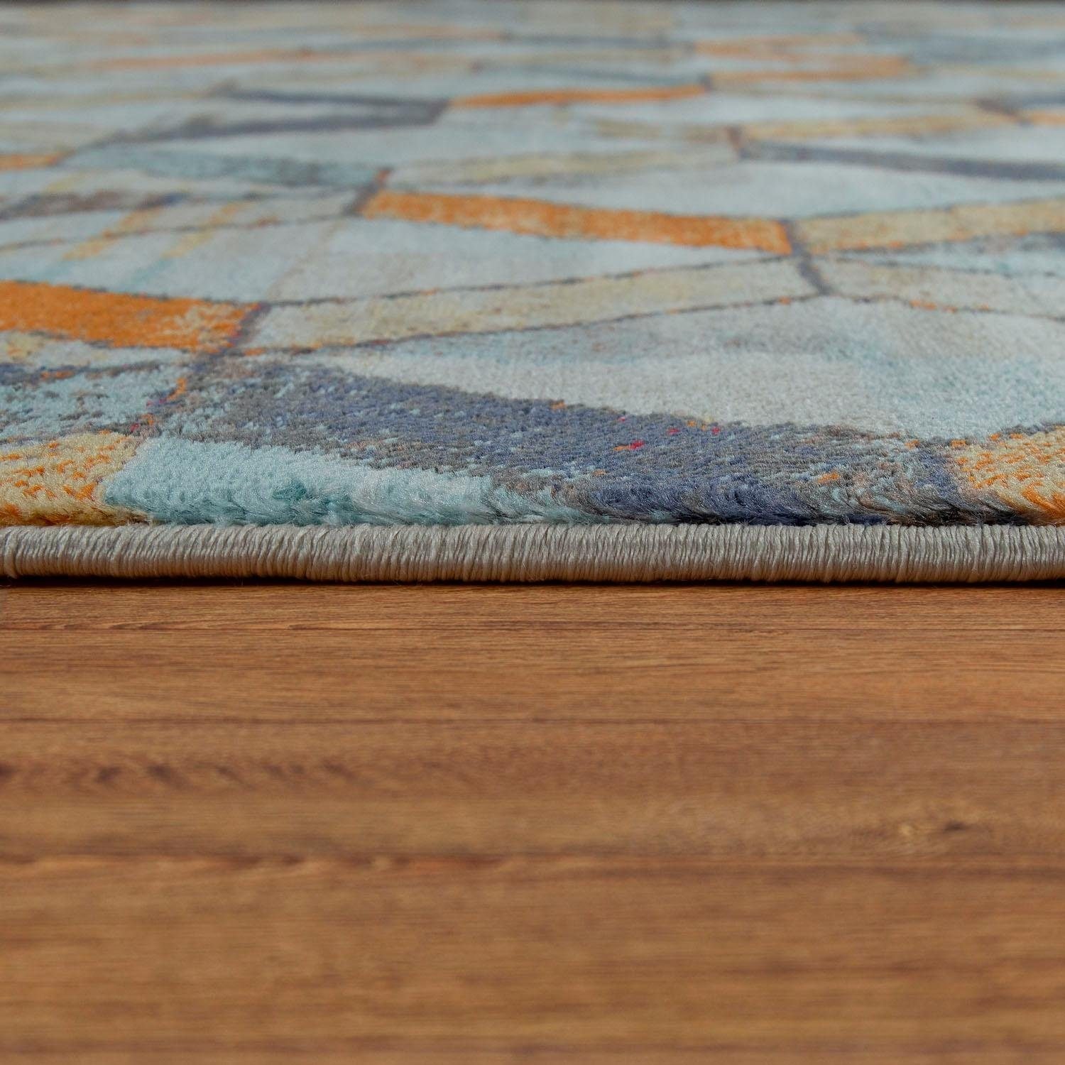 Paco Home Teppich »Jazz 701«, rechteckig, 14 mm Höhe, Kurzflor, modernes geometrisches Design und Used-Look
