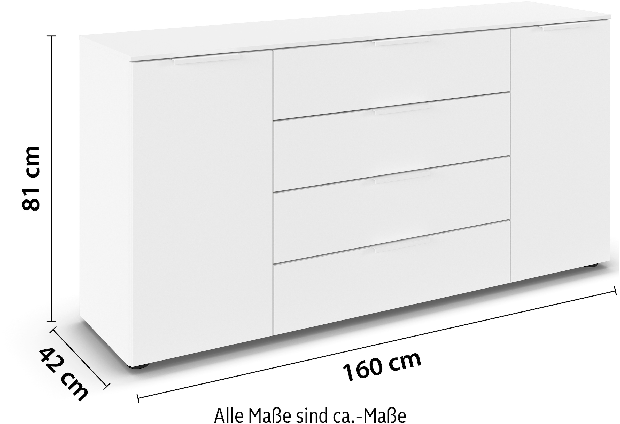 LeGer Home by Lena Gercke Kommode »Serina«, mit 4 Schubkästen und 2 Türen sowie Metallgriffen MADE IN GERMANY