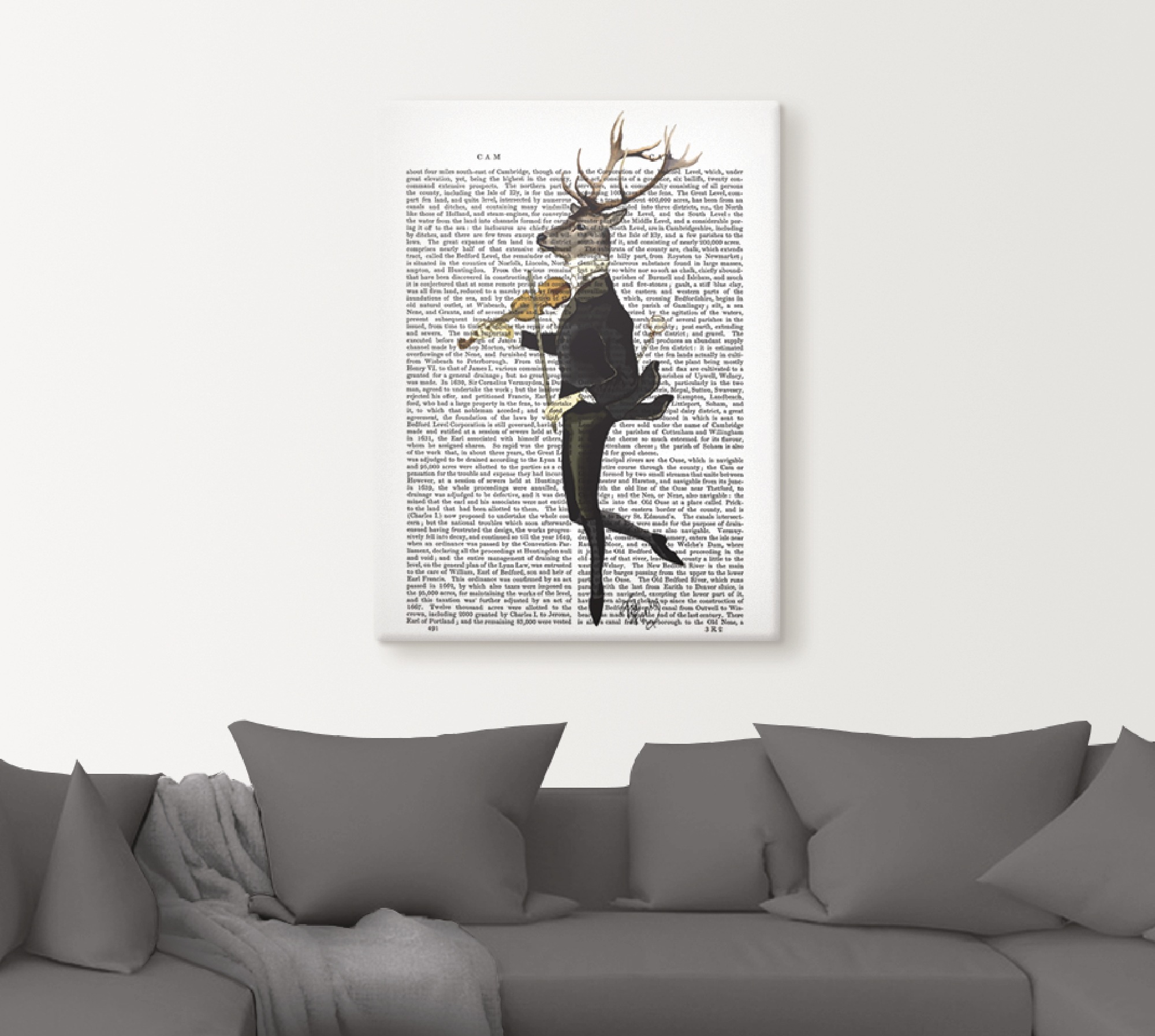 Artland Wandbild »Tanzender Hirsch mit Violine« Humor 1 Stk. tlg. als Leinw günstig online kaufen
