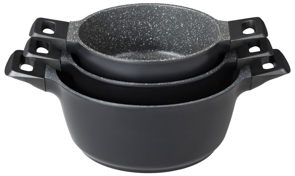 Mulex Topf-Set »MALAGA, aus hochwertigem Aluguss«, Aluminiumguss, (Set, 7 tlg., Kochtopfset inkl. Bratpfanne), hitzebeständige Bakelitgriffe, inkl. Softtouch-Silikon Glasdeckel