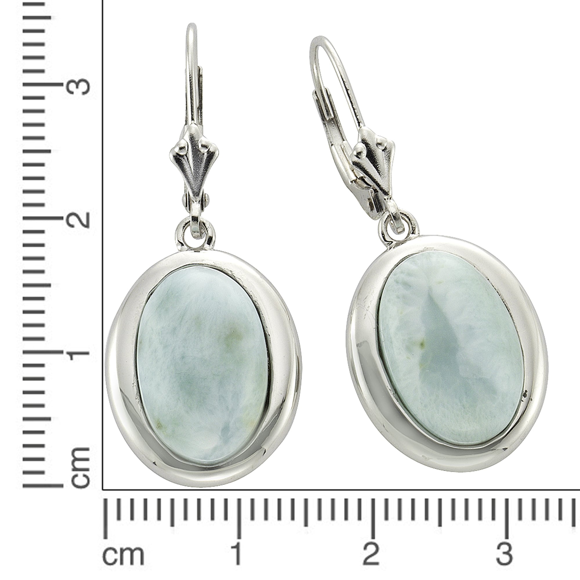 Zeeme Paar Ohrhänger »Silber 925 rhodiniert mit echtem Larimar 14x10mm«