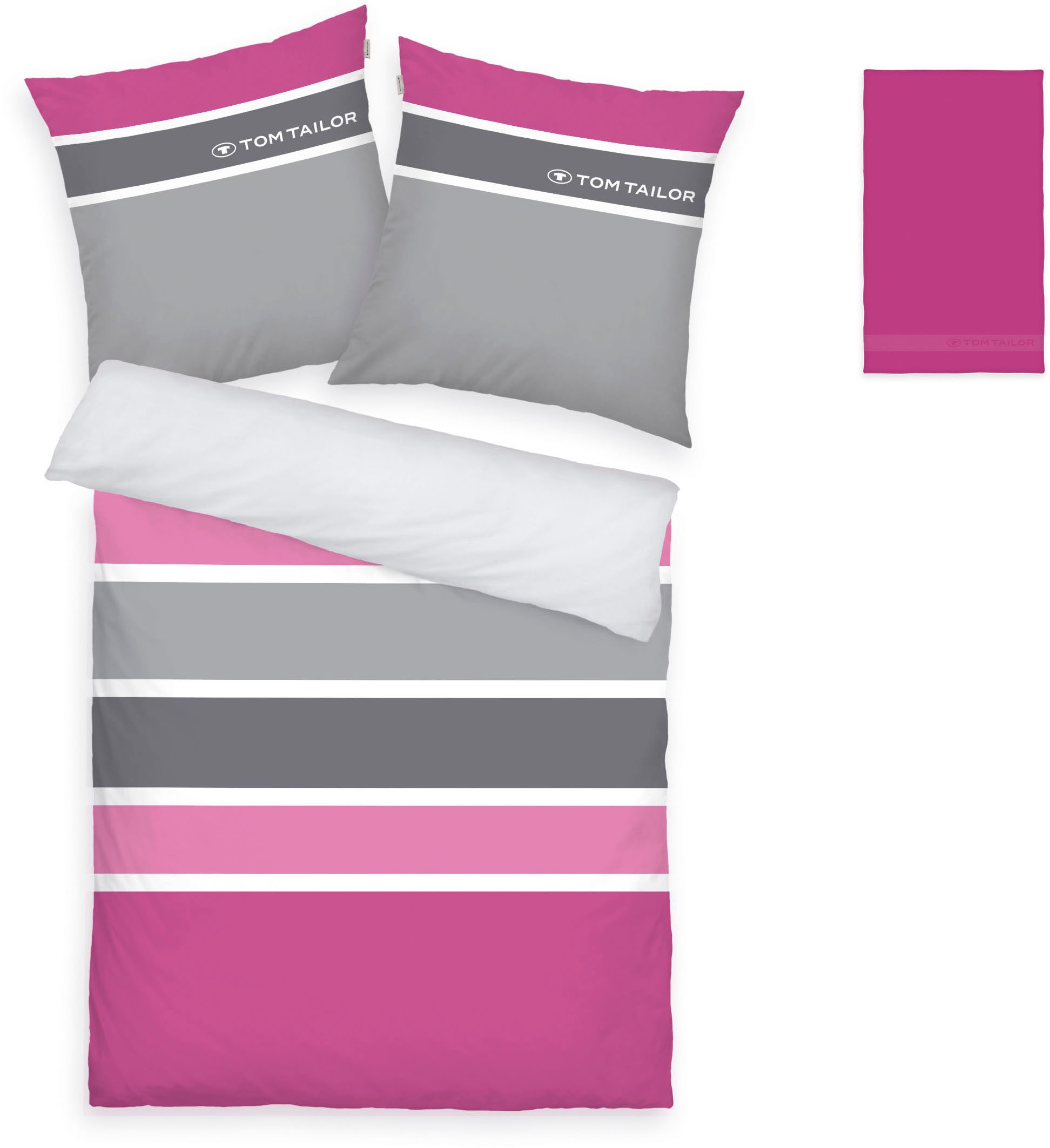 TOM TAILOR HOME Bettwäsche »Felix in Gr. 135x200 oder 155x220 cm«, mit GRATIS-Zugabe: Gästehandtuch (100% Baumwolle), mit Reißverschluss
