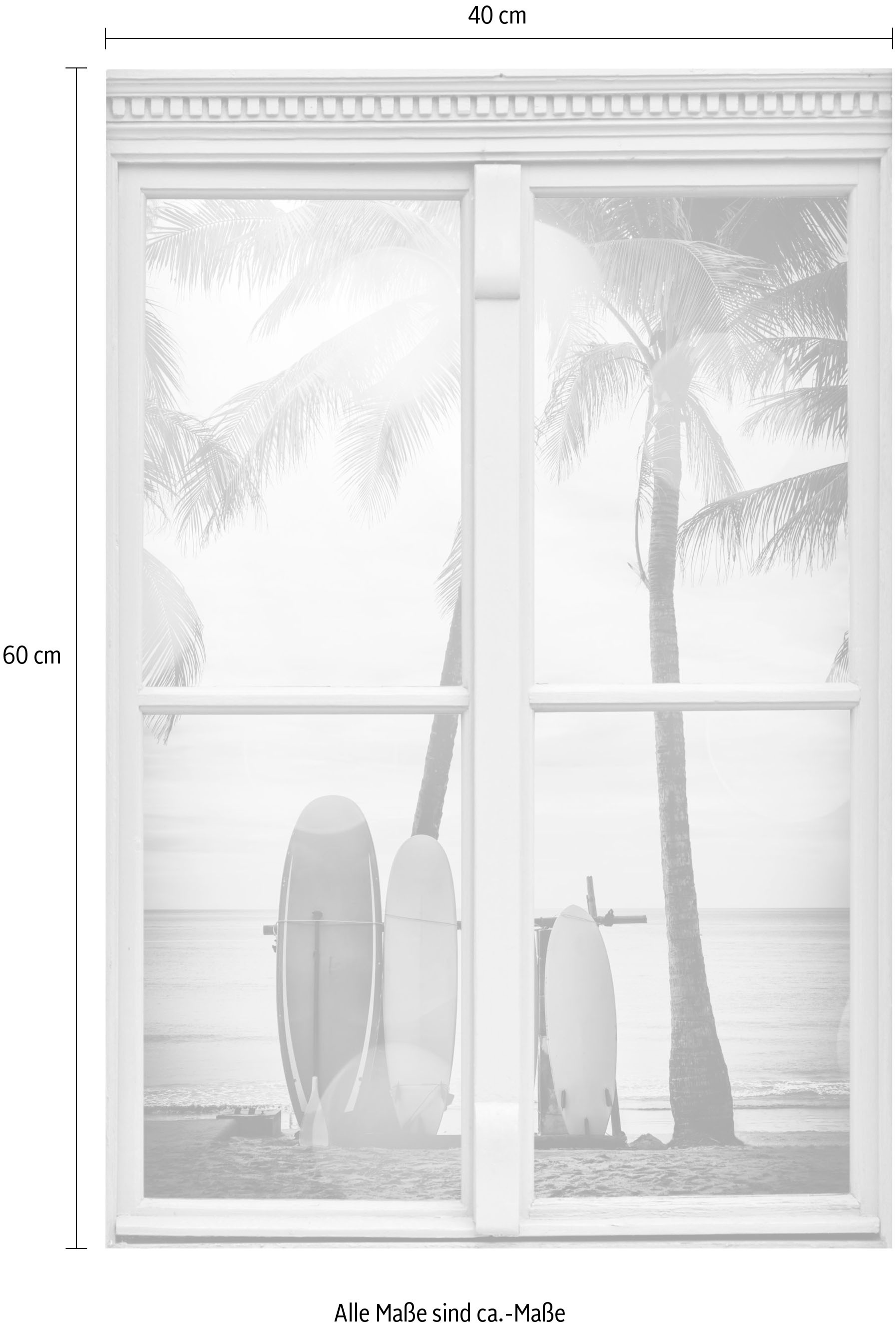 queence Wandsticker »Surfstrand«, Wandsticker, Wandbild, selbstklebend, 3D, Fenster