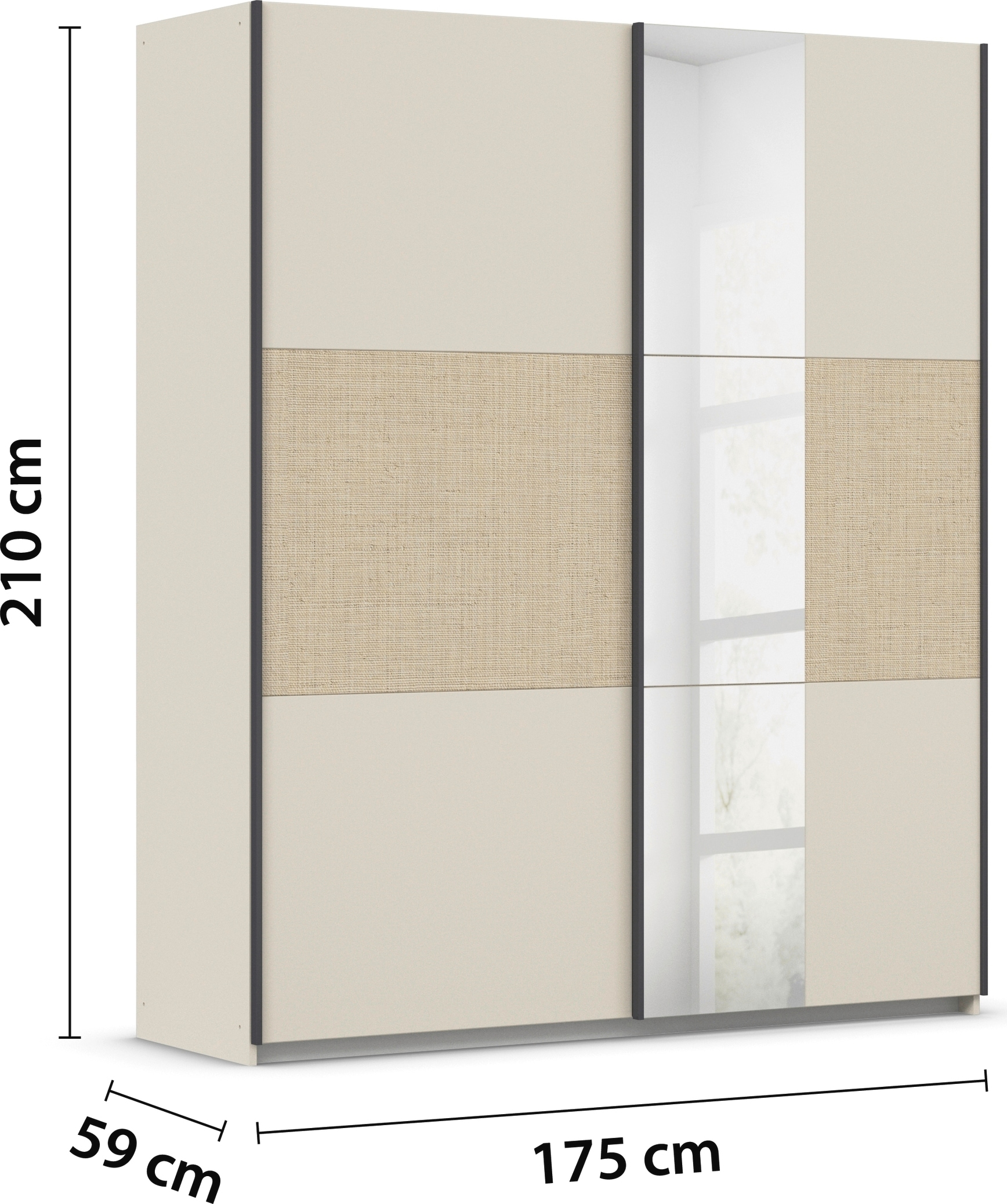 rauch Schwebetürenschrank »Senja«, mit Spiegel und Bauchbinde in angesagter Rattan-Optik