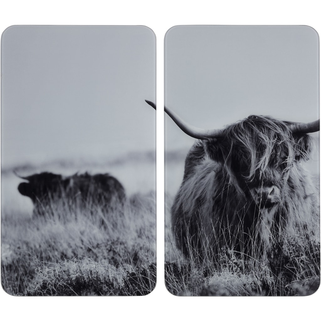 WENKO Herd-Abdeckplatte »Highland Cattle«, (Set, 2 tlg.)