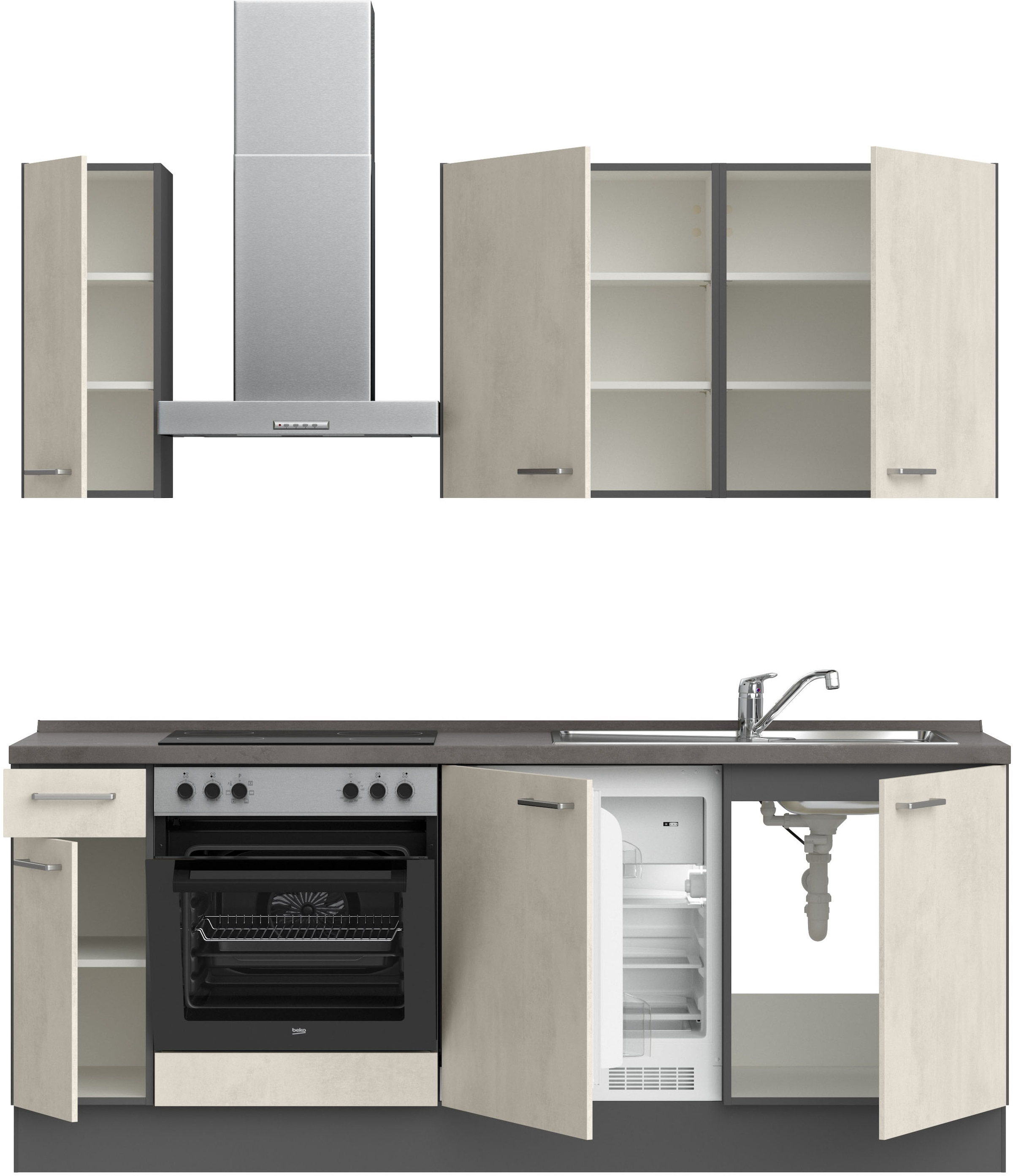 nobilia® Küchenzeile »"Riva I"«, vormontiert, Ausrichtung wählbar, Breite 210 cm, wahlw. mit E-Geräten