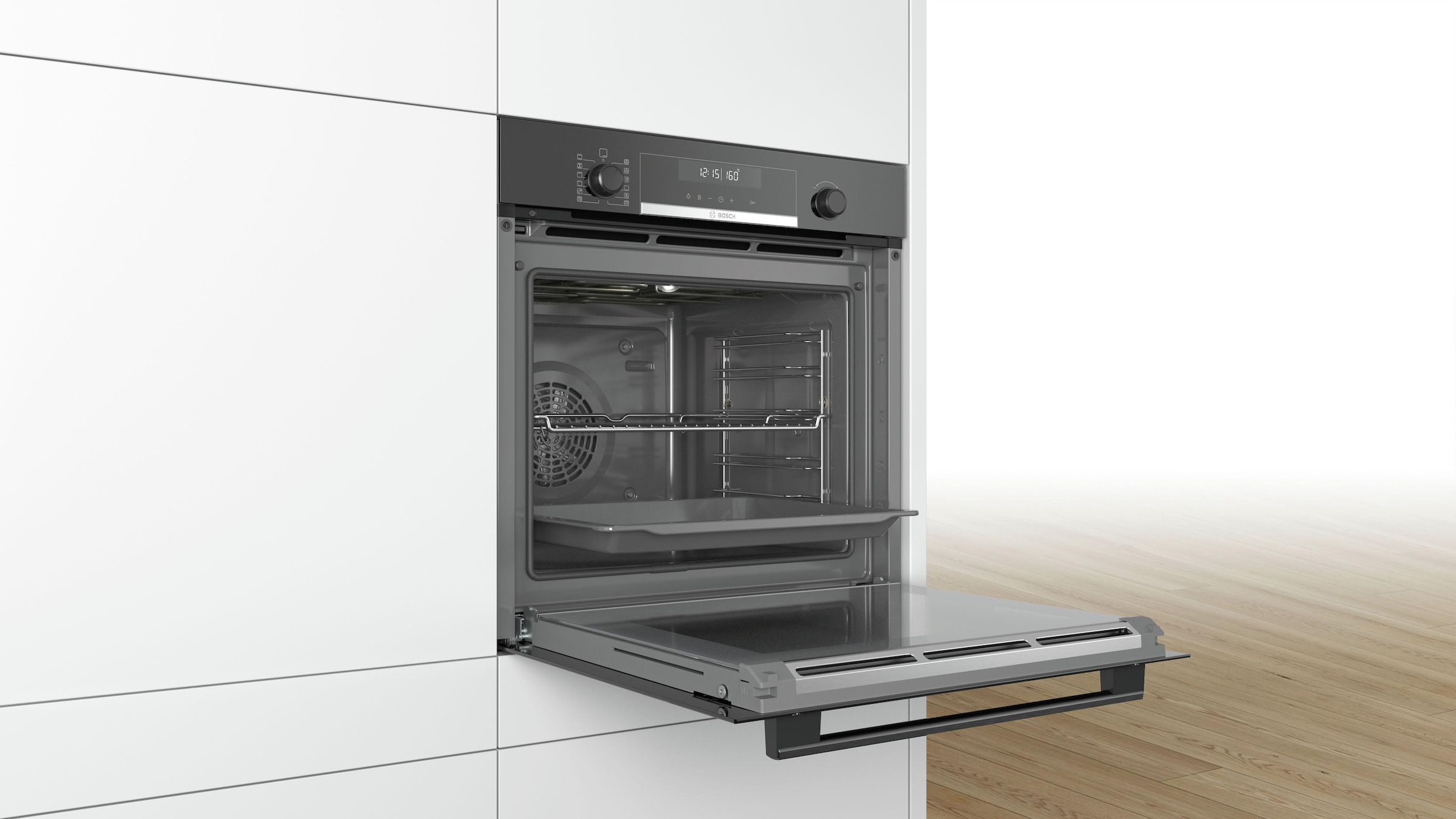 9. Bild von BOSCH Pyrolyse Backofen »HBA578BS0«, Serie 6, HBA578BB0, mit Teleskopauszug nachrüstbar, Pyrolyse-Selbstreinigung