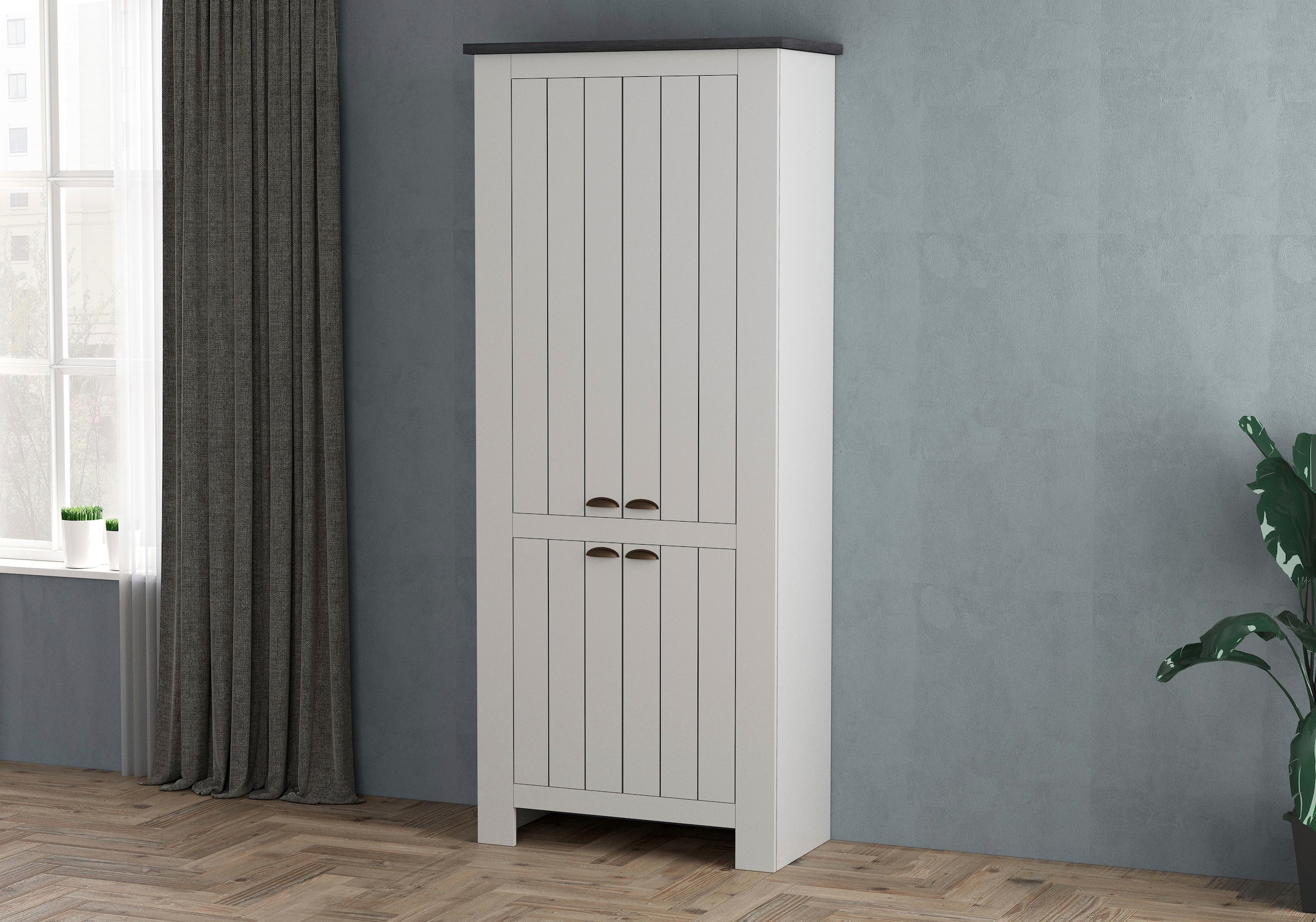 INOSIGN Schuhschrank »FIGO, Made in Italy – Schuhkommode,Schuhregal für ca. 40 Paar Schuhe«, (1 St.), 4-Türig, Siebdruck-dekorative Fräsungen, 10 Fächer, Höhe 200 cm
