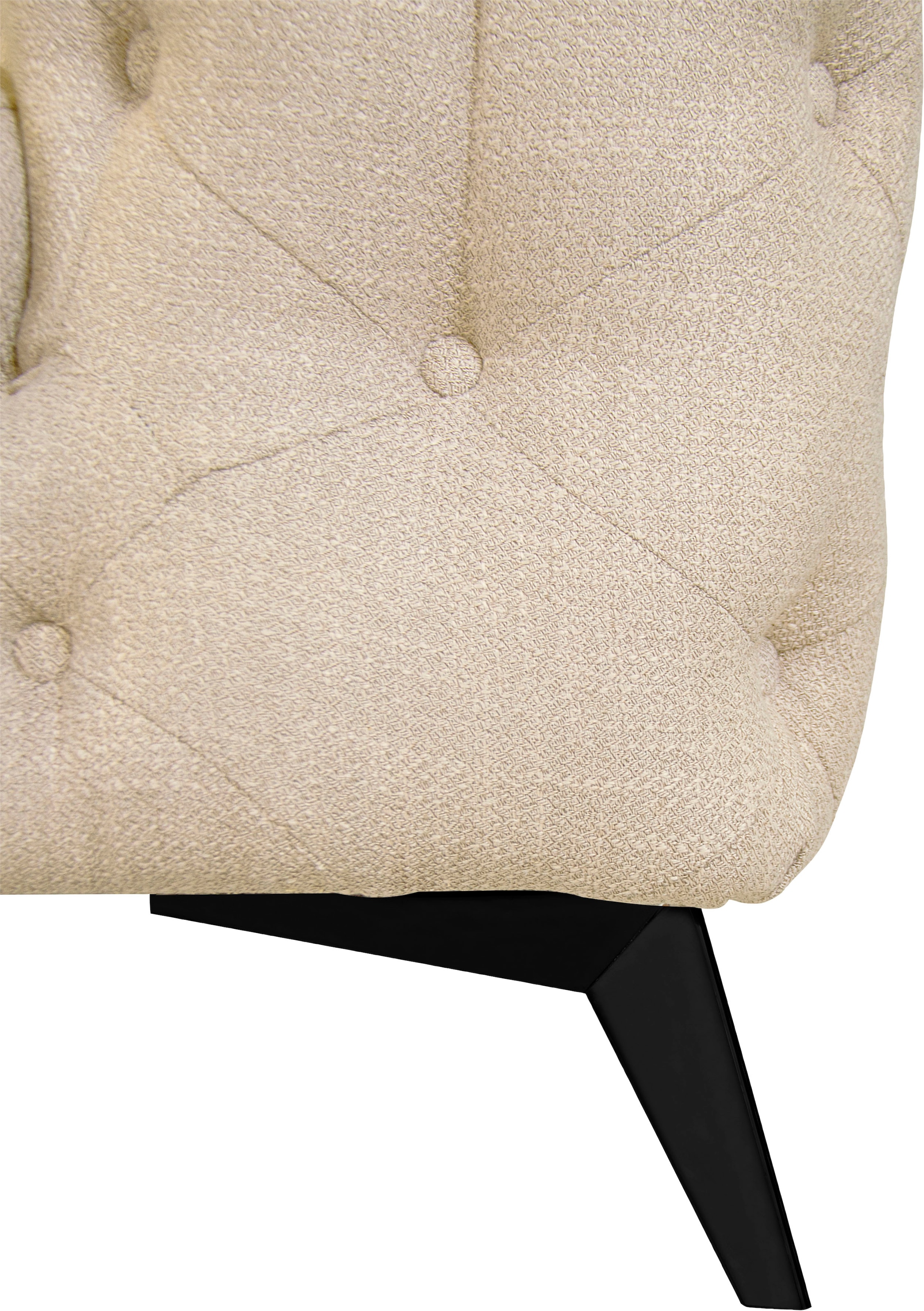Leonique Chesterfield-Sofa »Ecksofa GLYNIS L-Form mit Wellenunterfederung, Maße B/T/H 264/204/75cm«, aufwändige Knopfheftung, moderne Chesterfield Optik, Fußfarbe wählbar